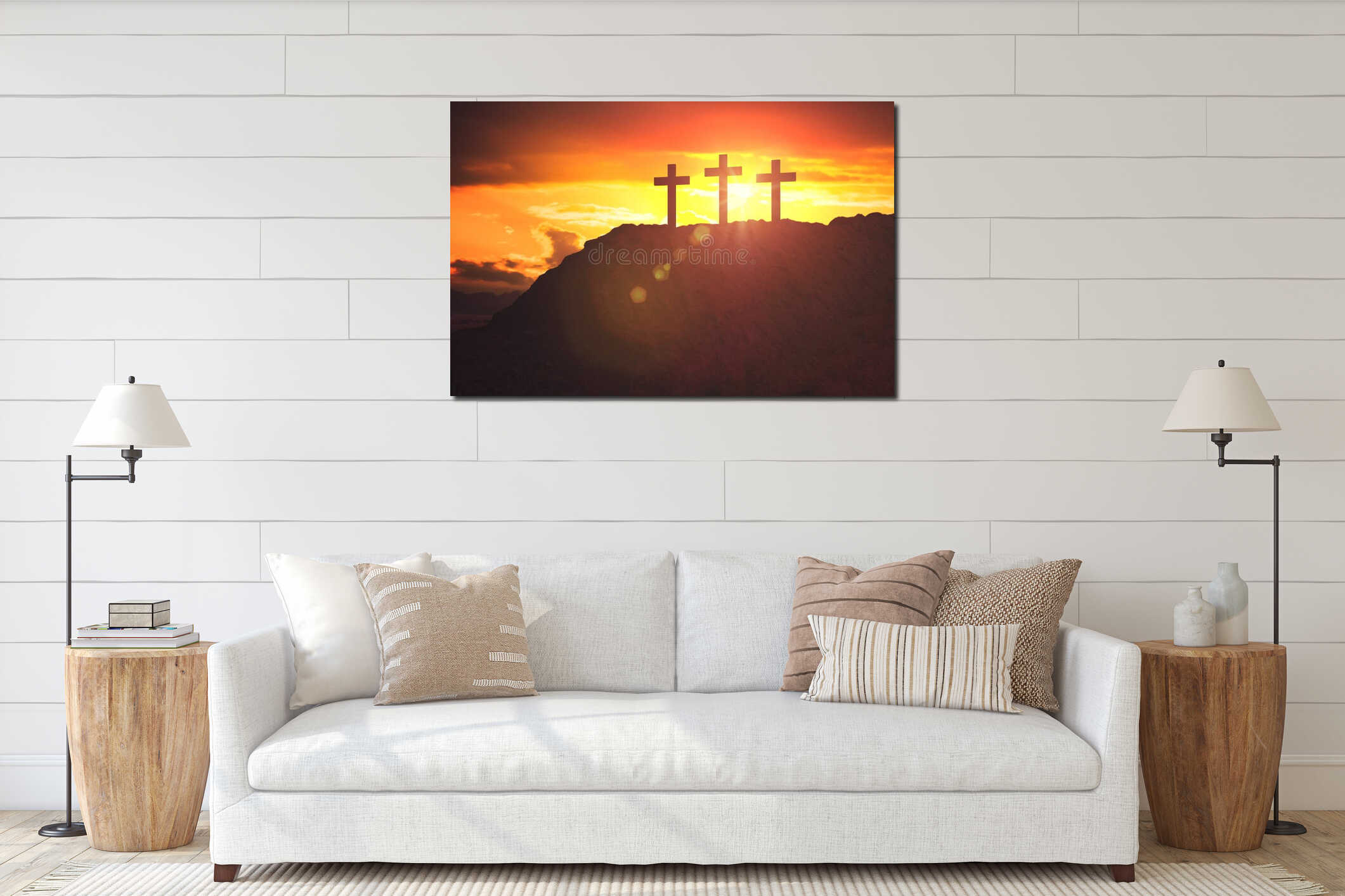 Canvas hanging interior mockup