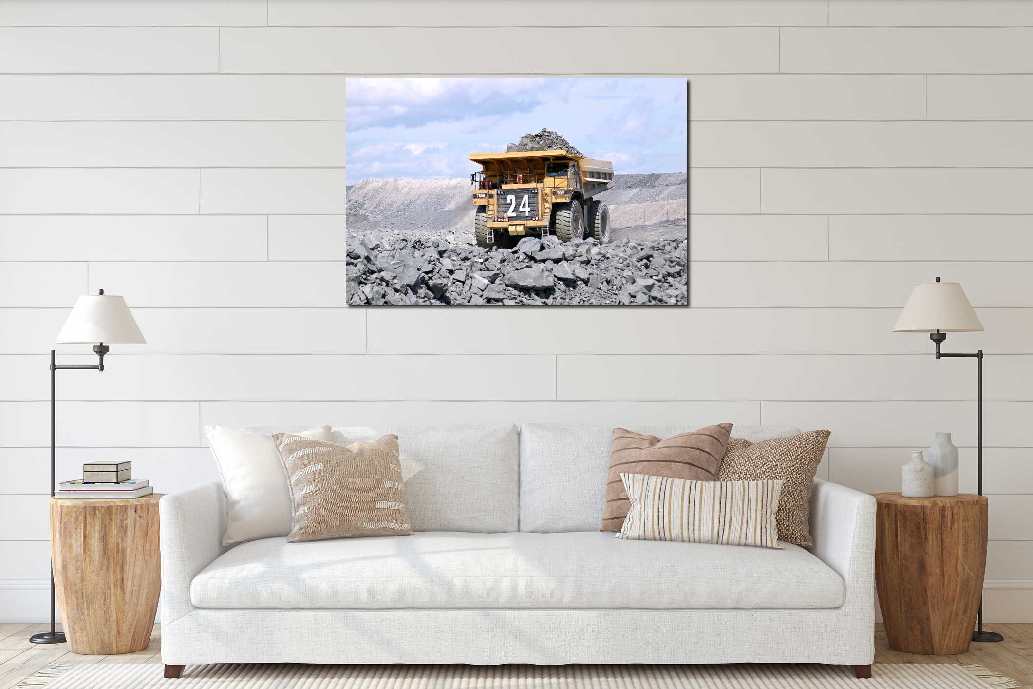 Canvas hanging interior mockup