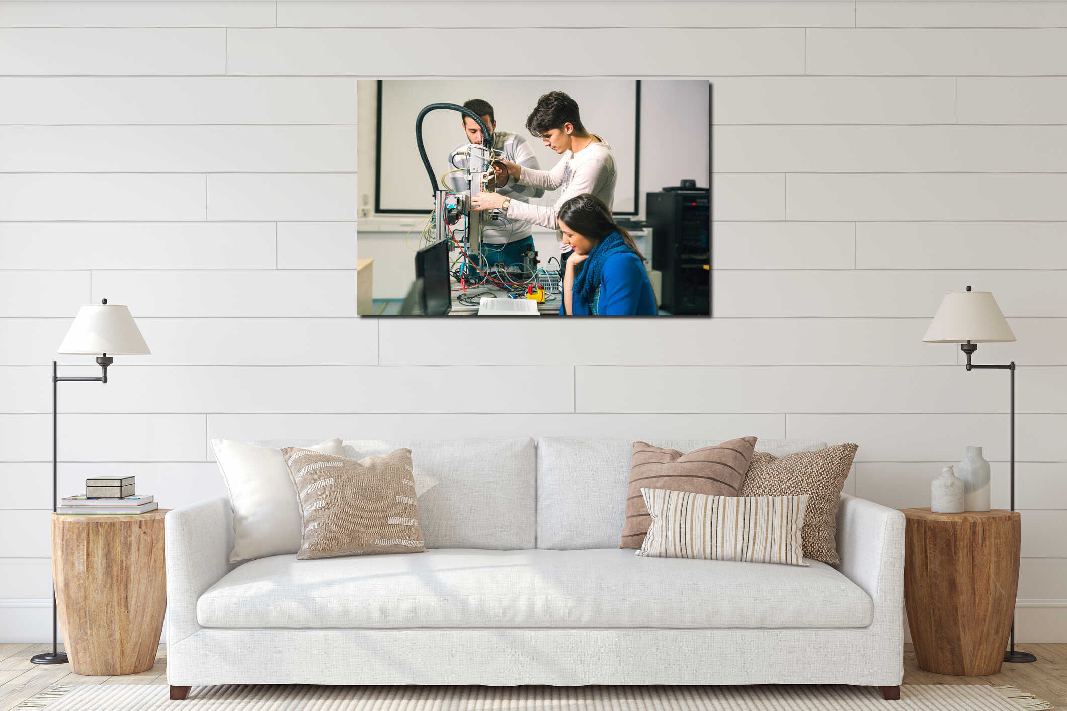 Canvas hanging interior mockup