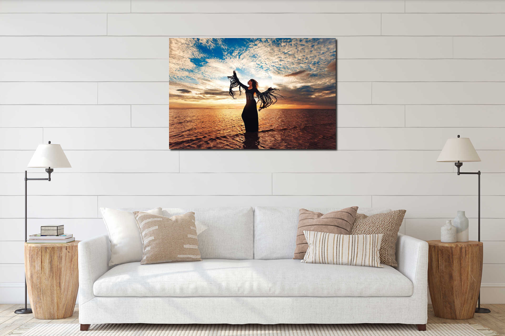 Canvas hanging interior mockup