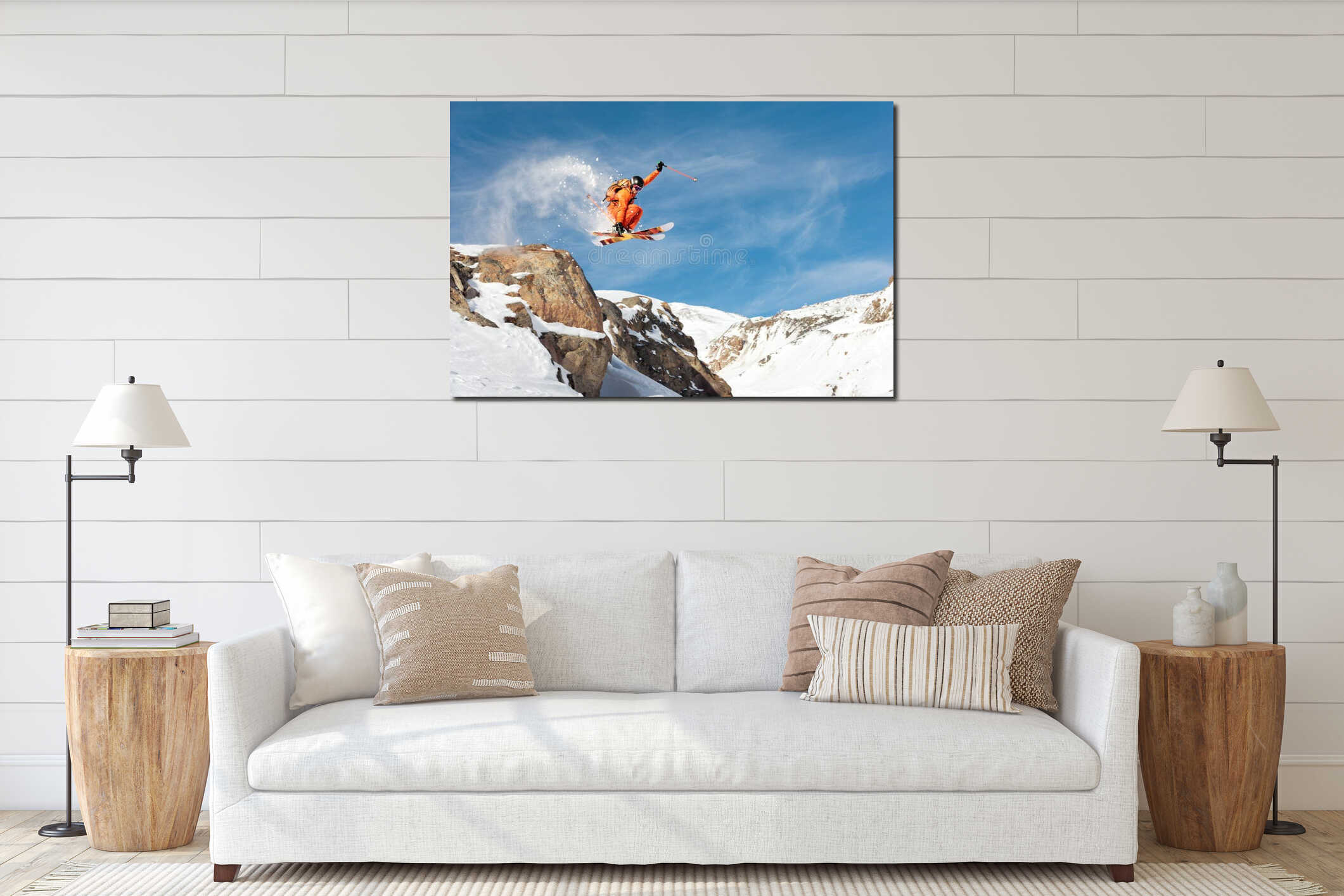 Canvas hanging interior mockup