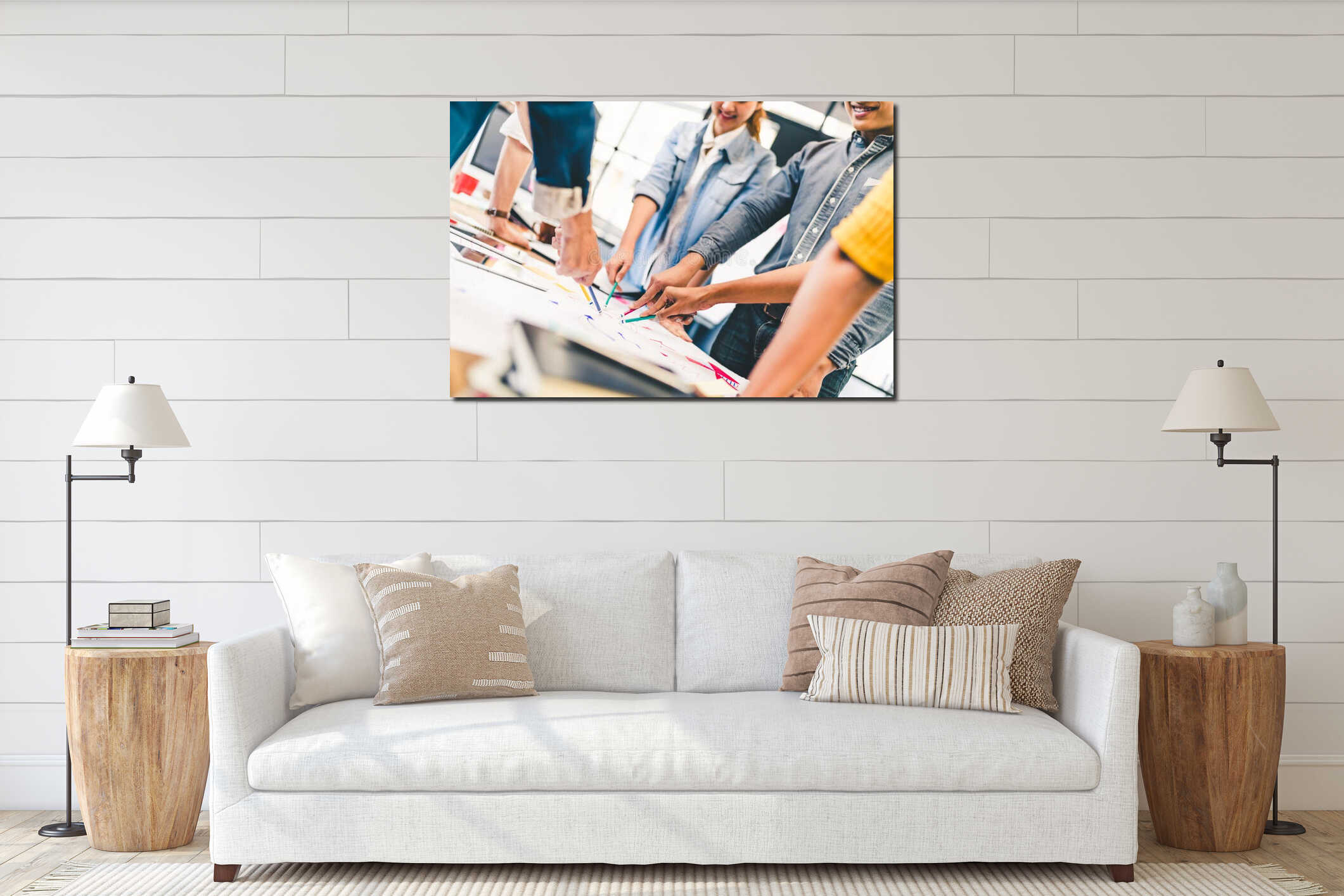 Canvas hanging interior mockup