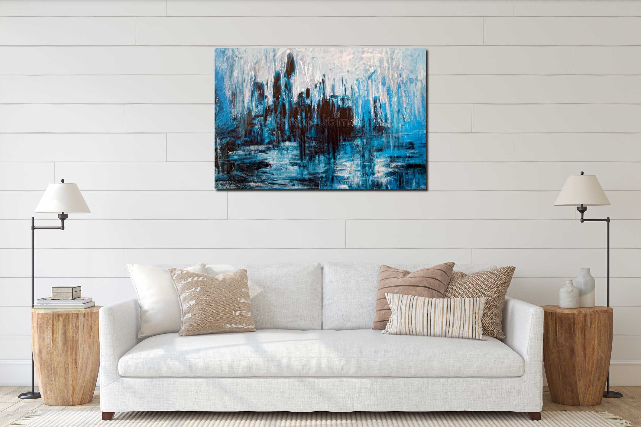 Canvas hanging interior mockup