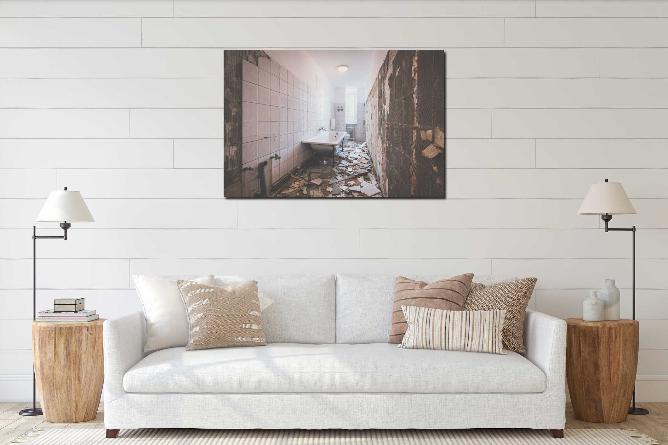 Canvas hanging interior mockup