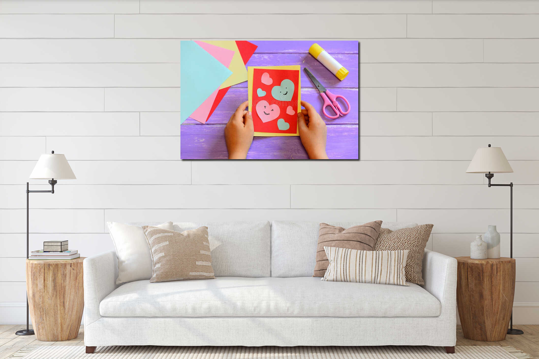 Canvas hanging interior mockup
