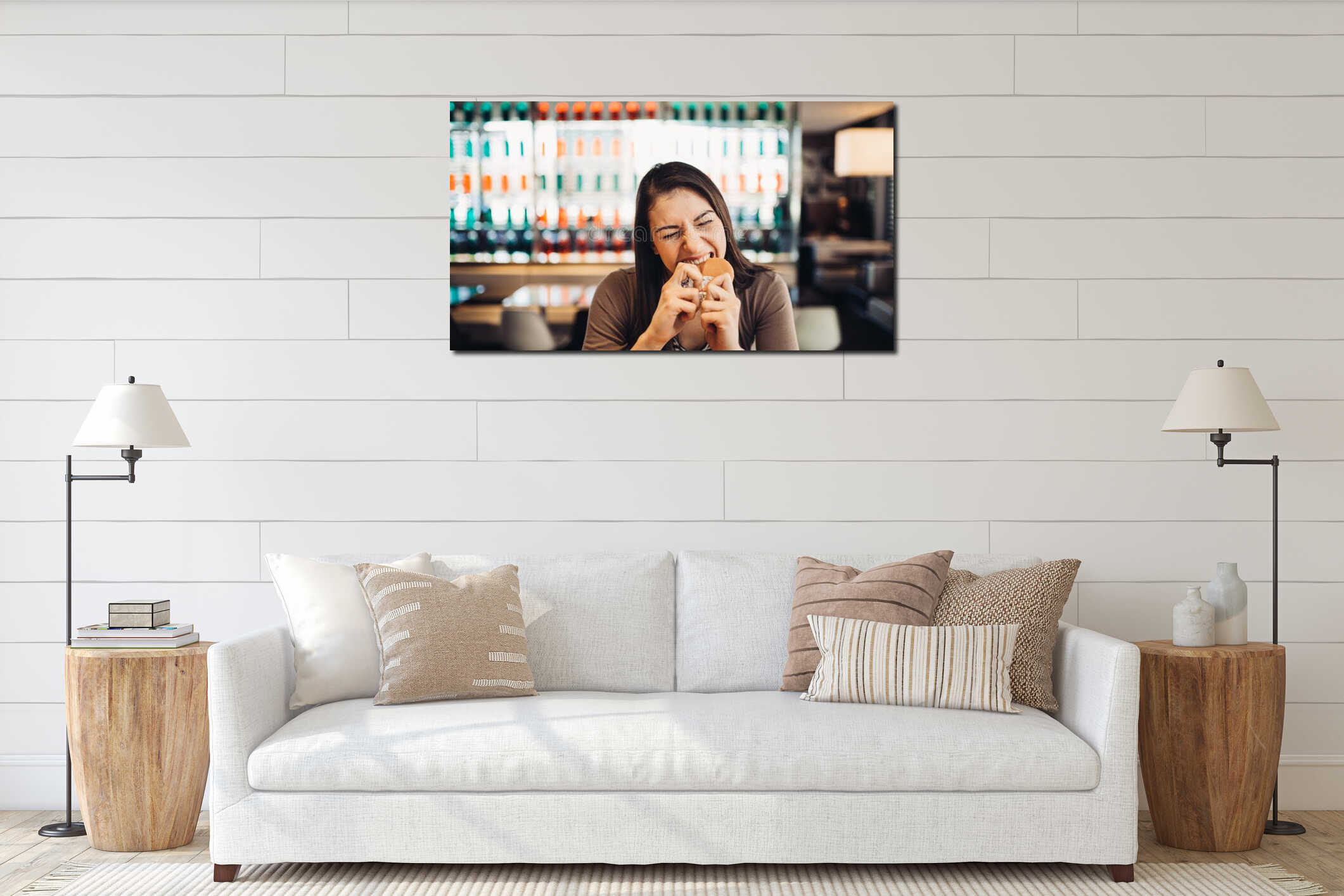 Canvas hanging interior mockup