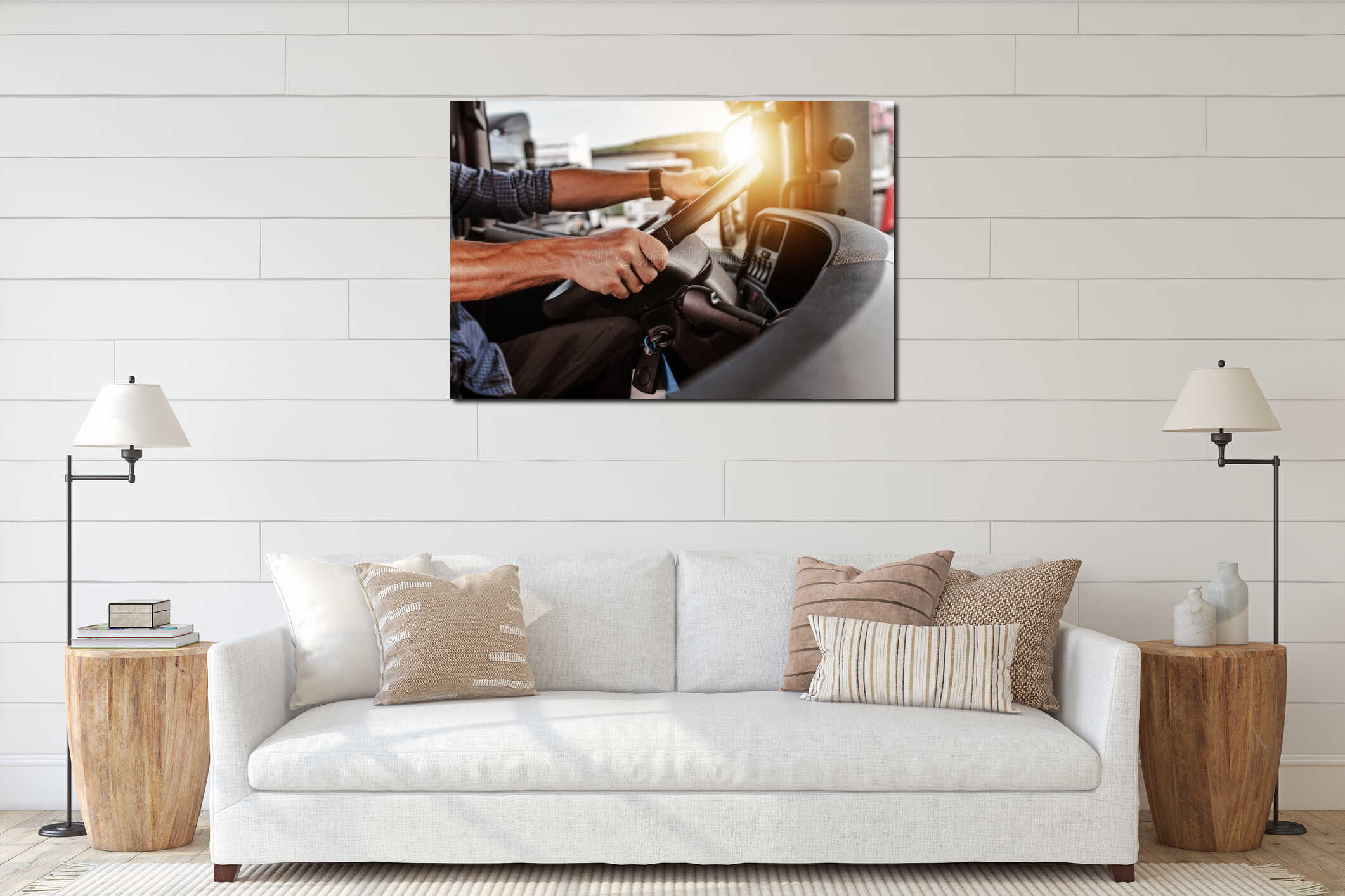 Canvas hanging interior mockup
