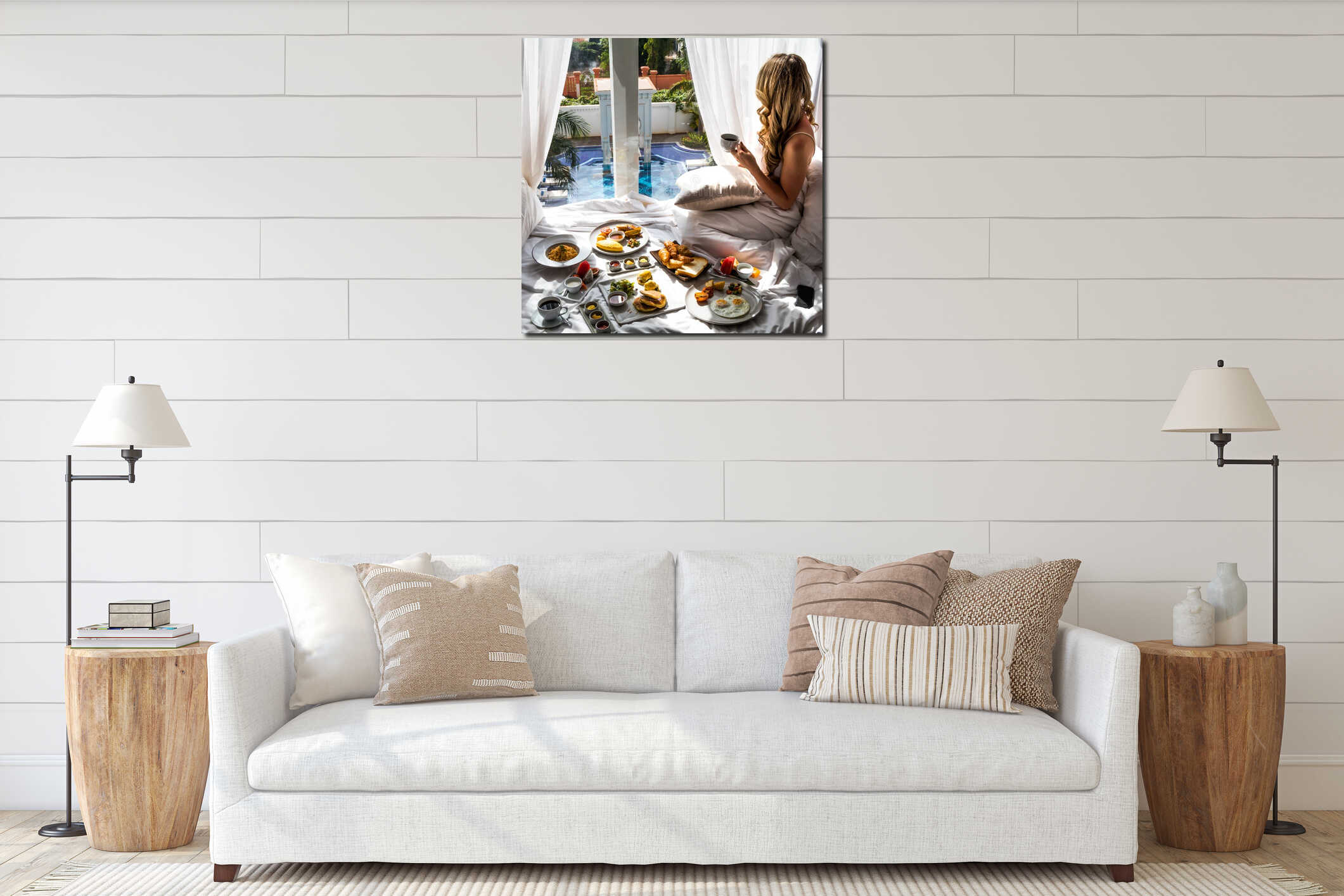 Canvas hanging interior mockup