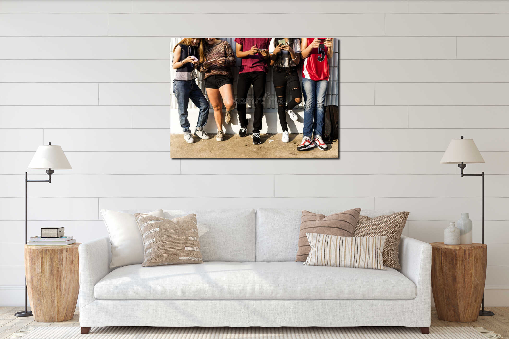 Canvas hanging interior mockup