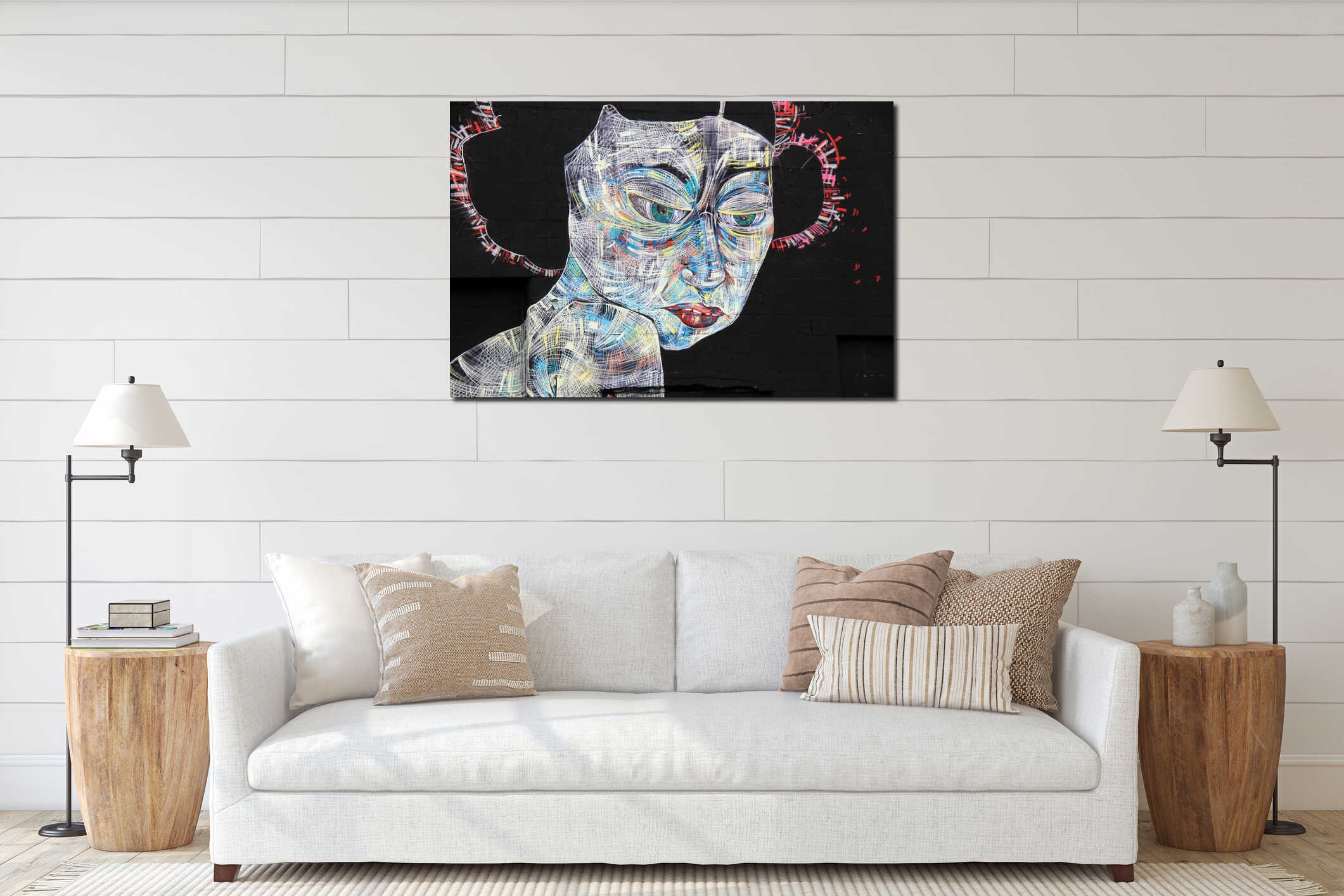 Canvas hanging interior mockup