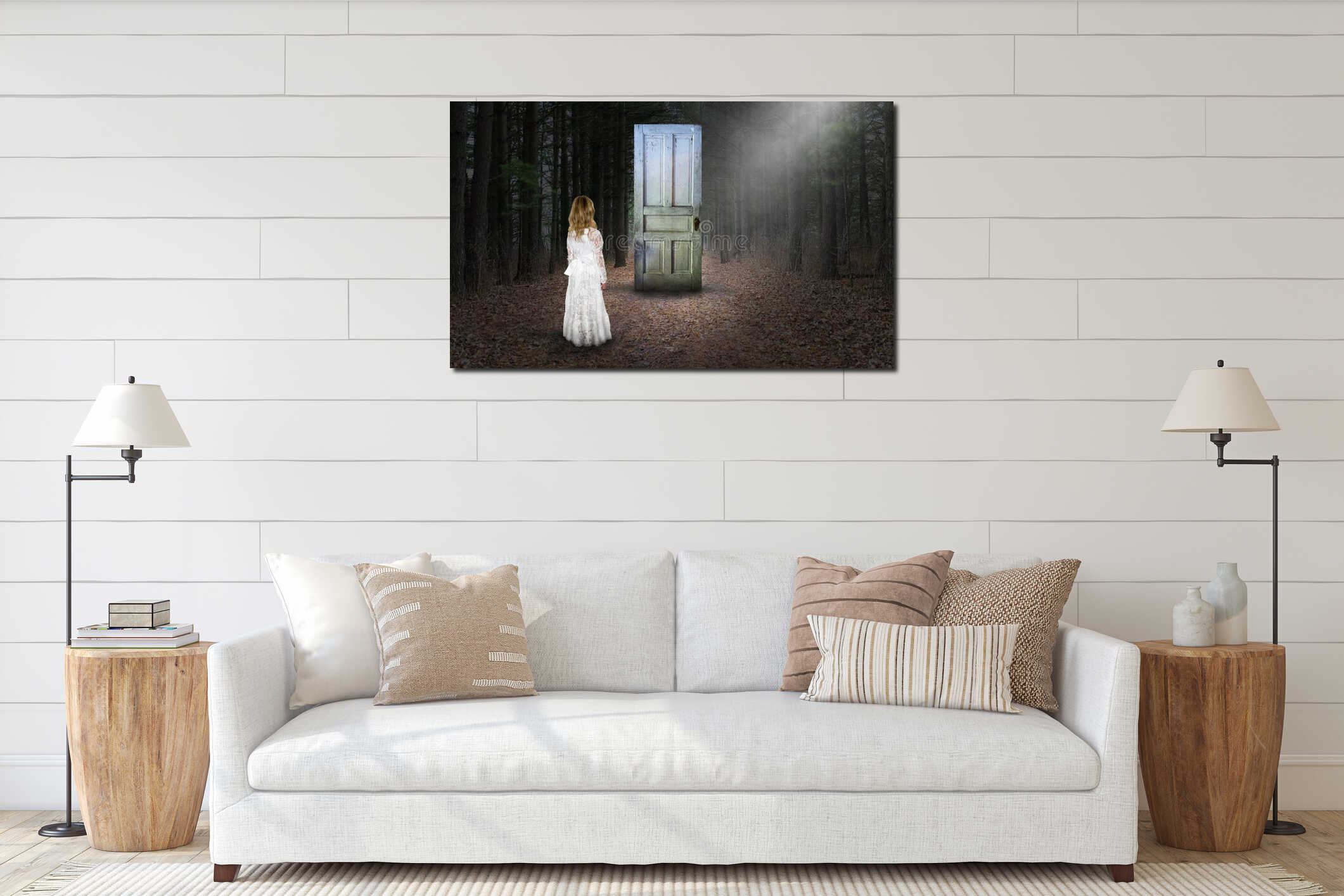 Canvas hanging interior mockup