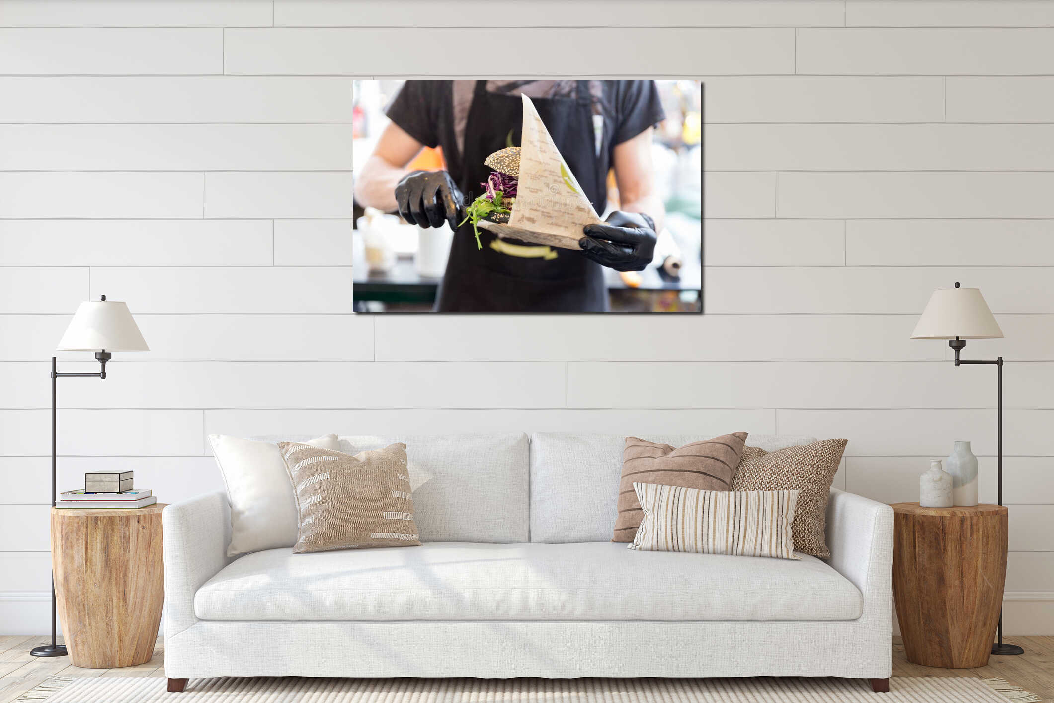 Canvas hanging interior mockup
