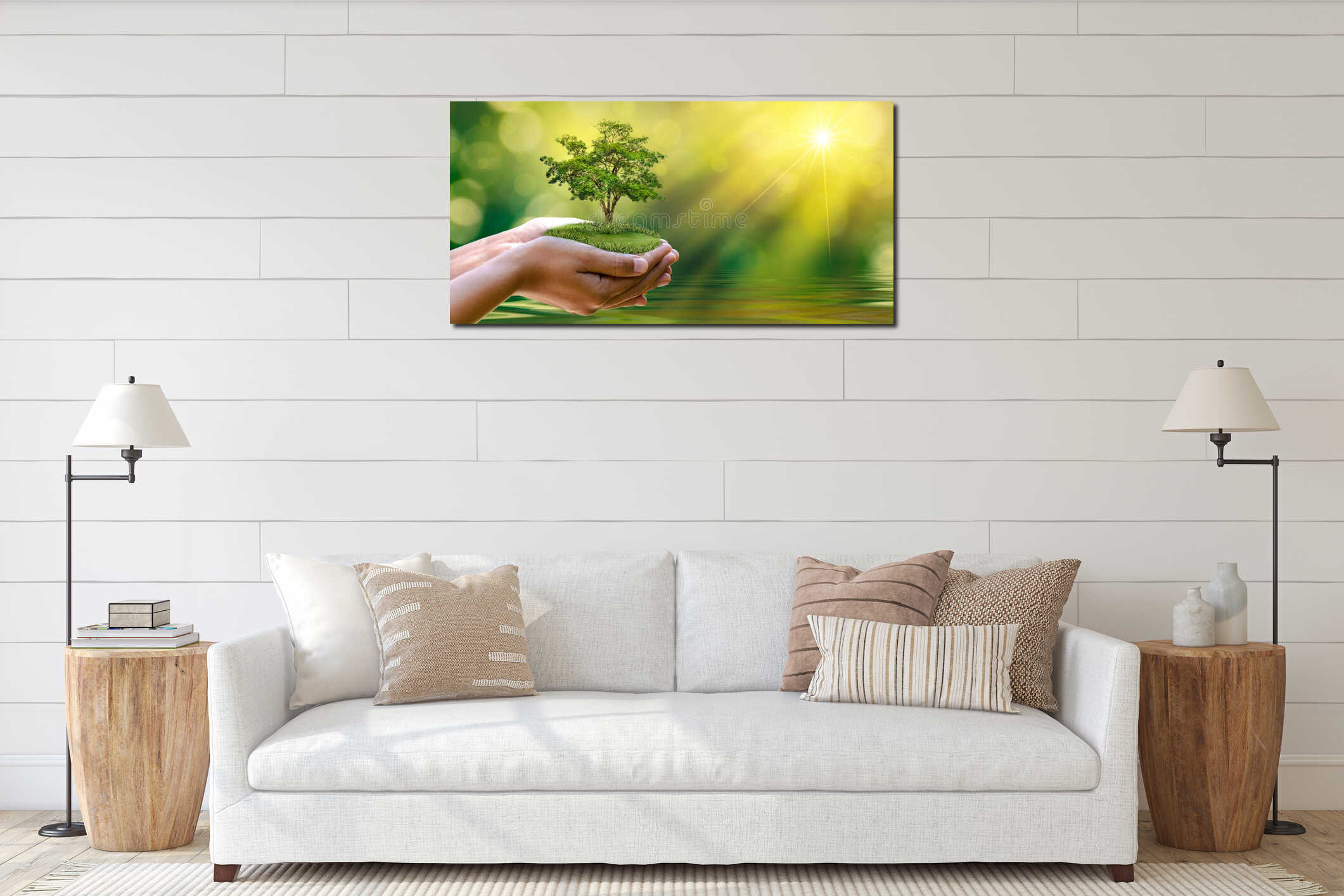 Canvas hanging interior mockup