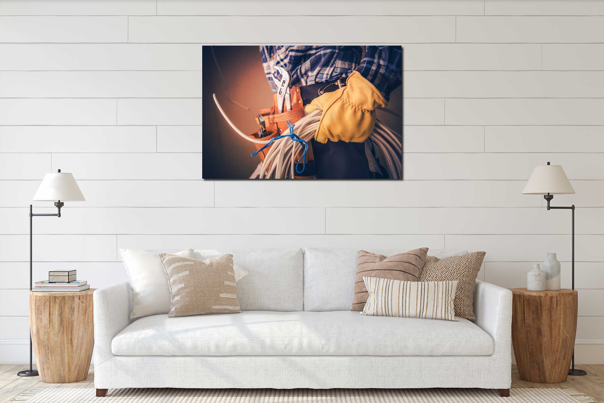 Canvas hanging interior mockup