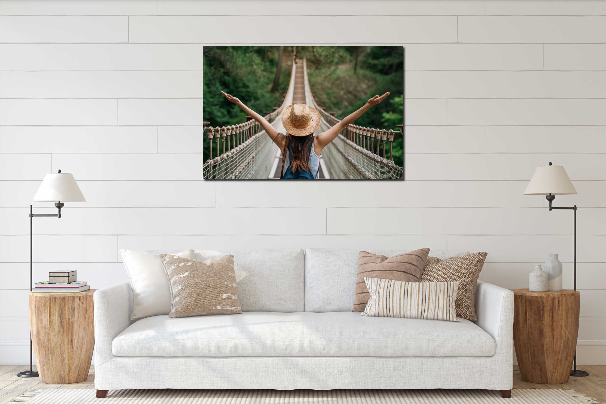Canvas hanging interior mockup
