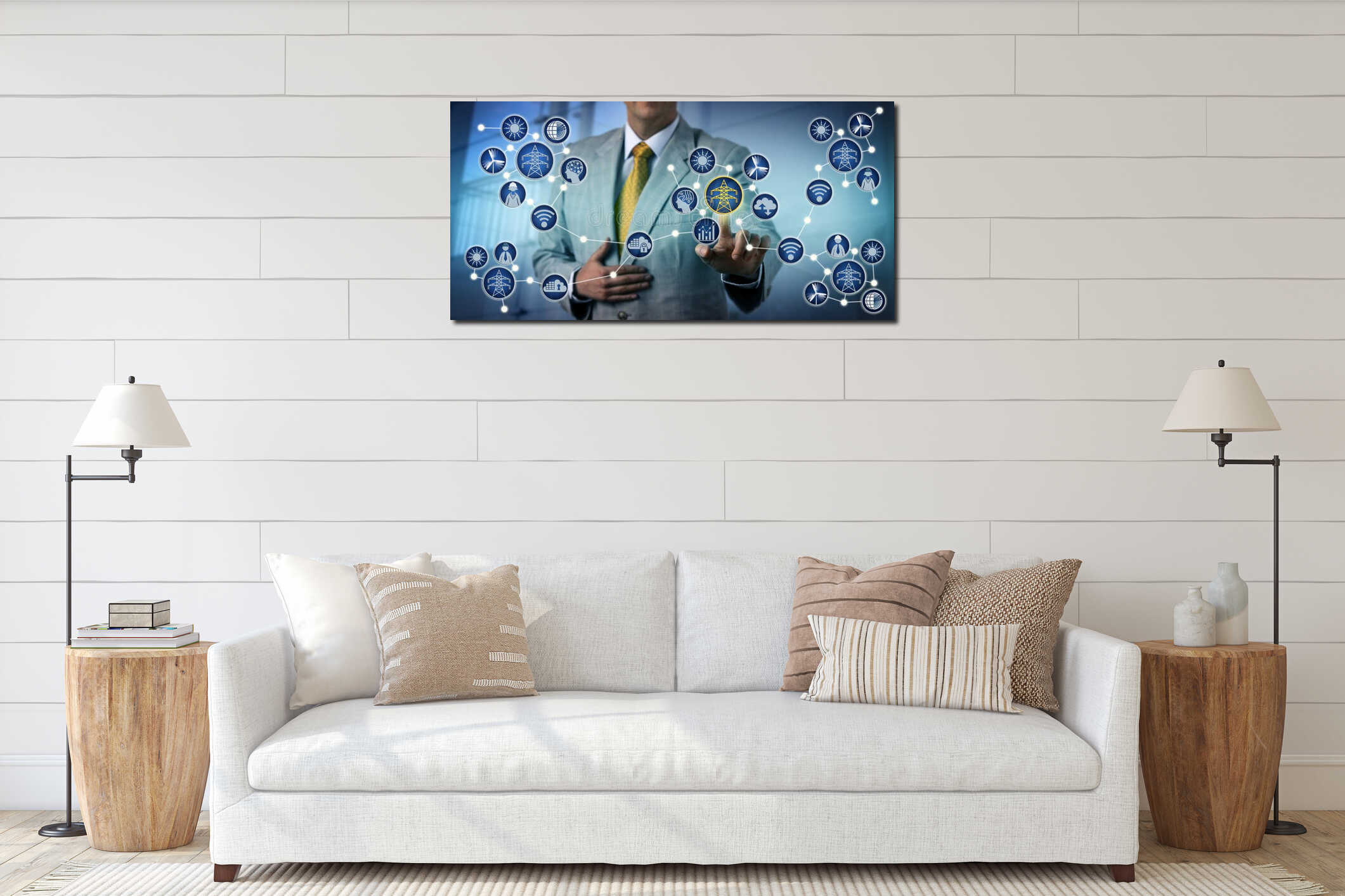 Canvas hanging interior mockup