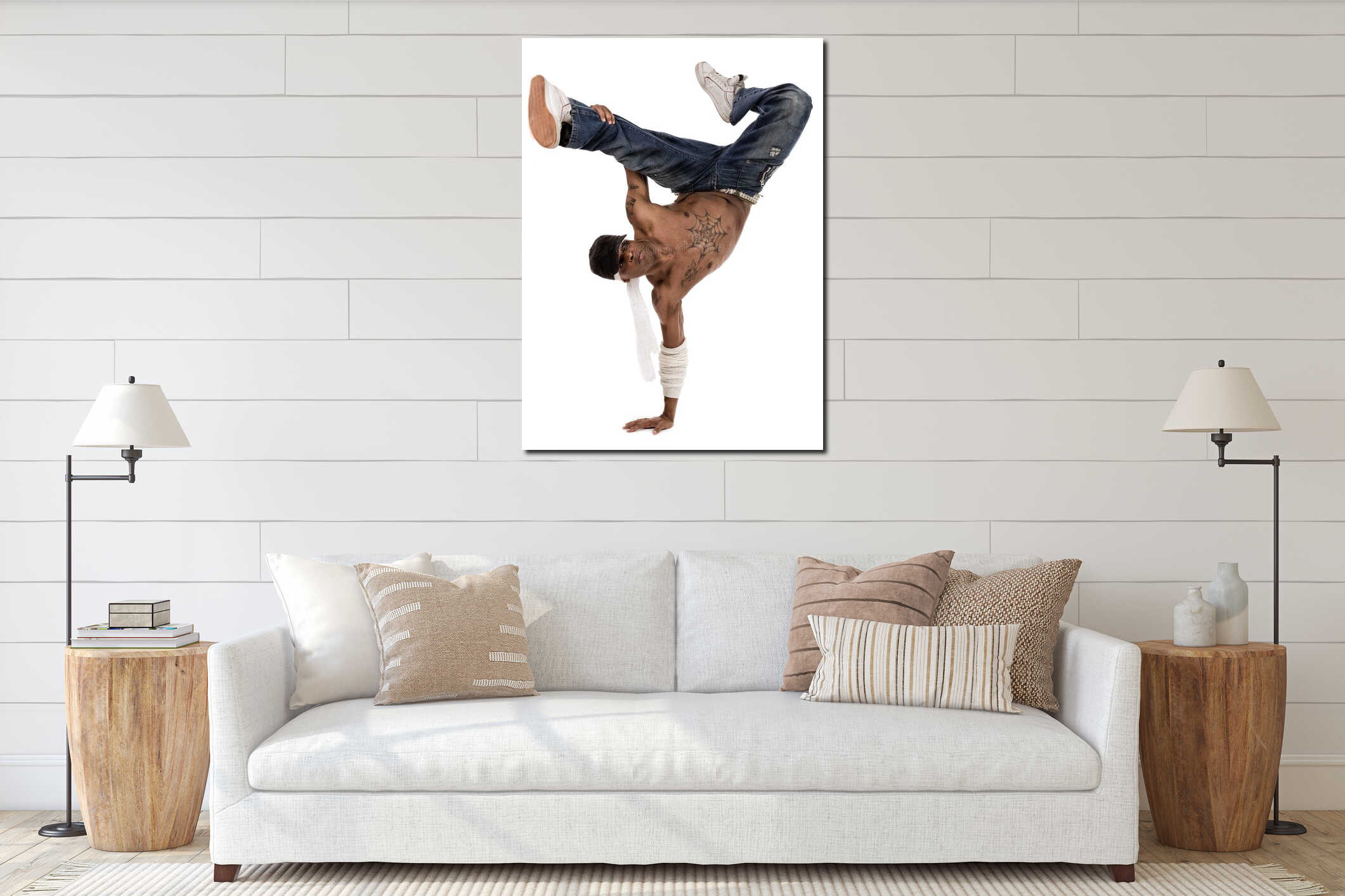 Canvas hanging interior mockup