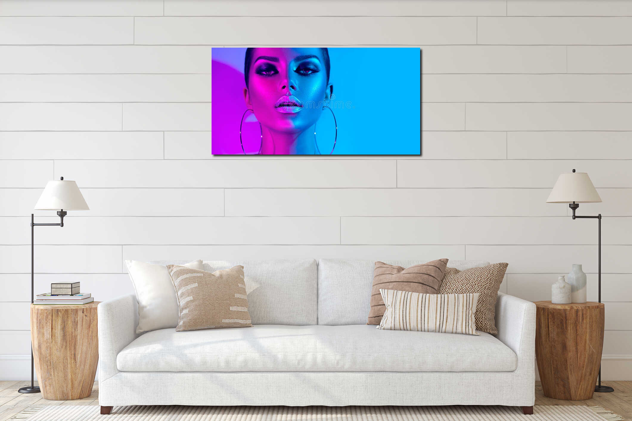 Canvas hanging interior mockup