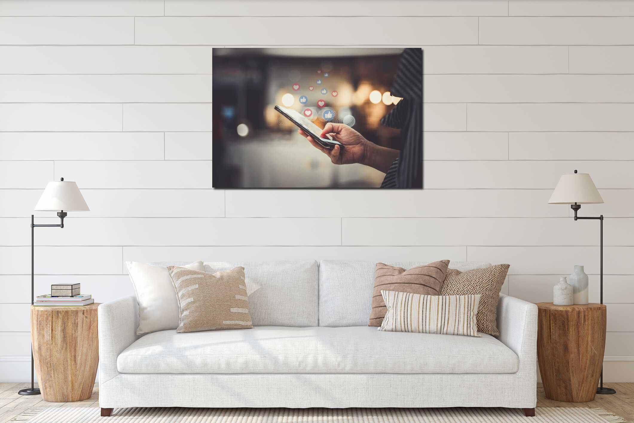 Canvas hanging interior mockup