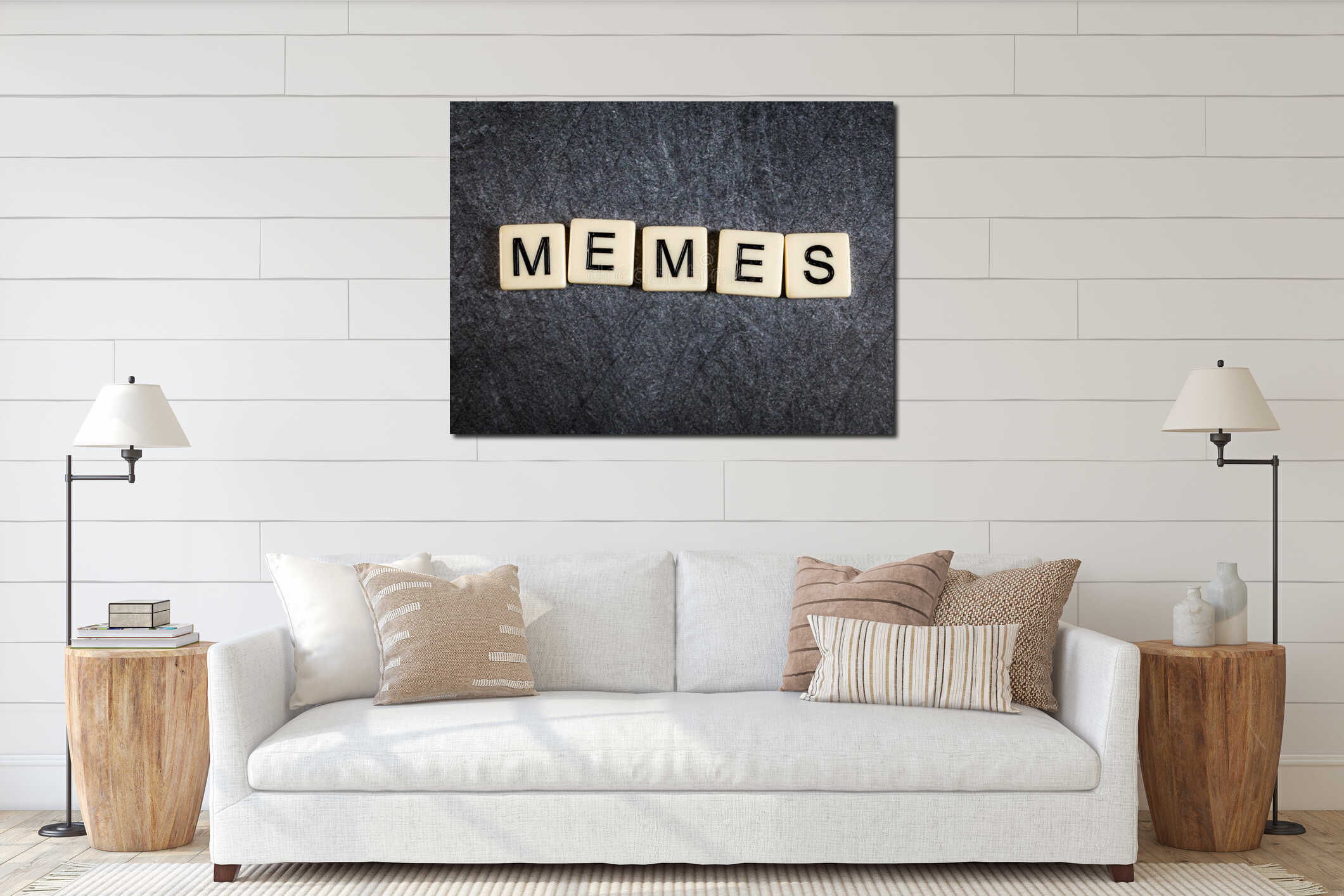 Canvas hanging interior mockup