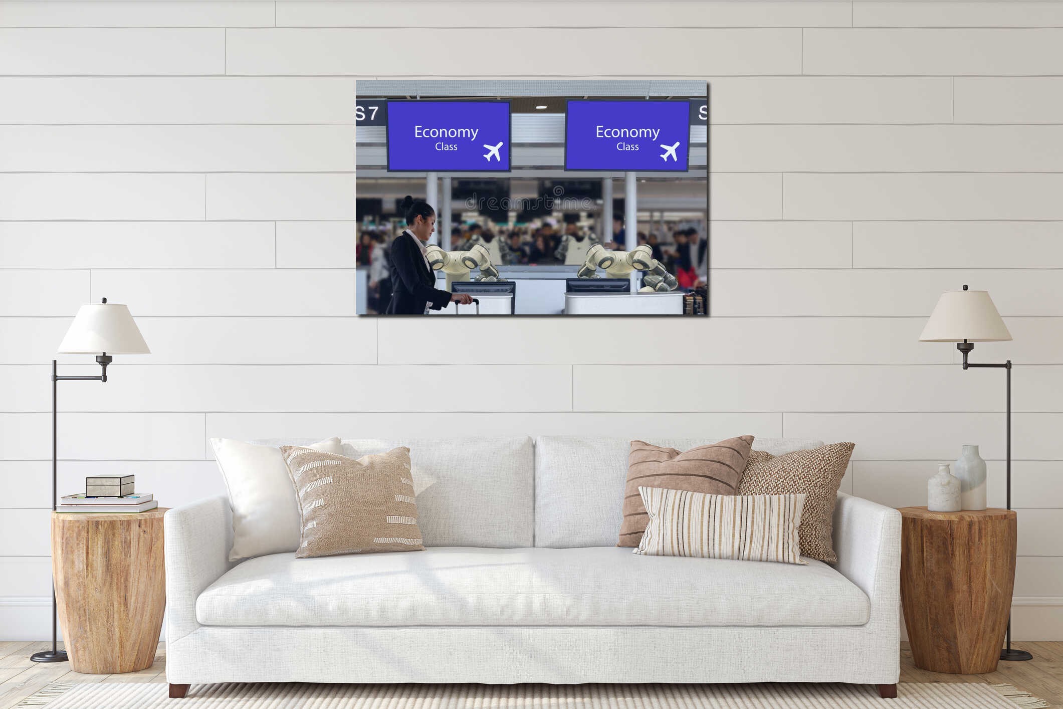Canvas hanging interior mockup