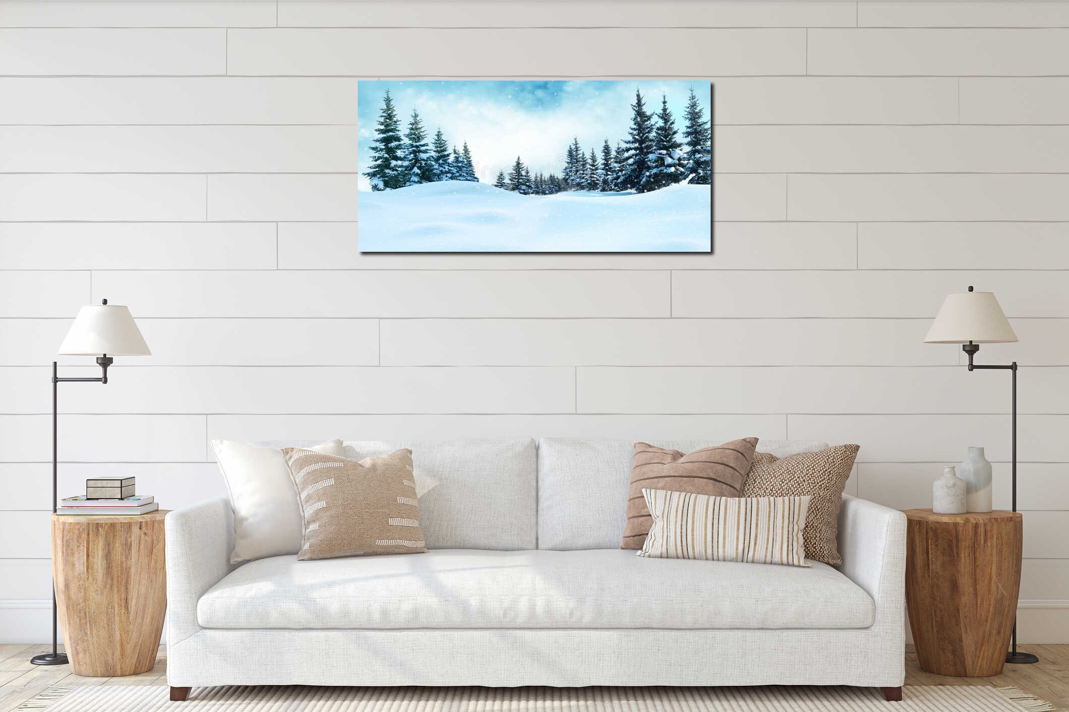 Canvas hanging interior mockup