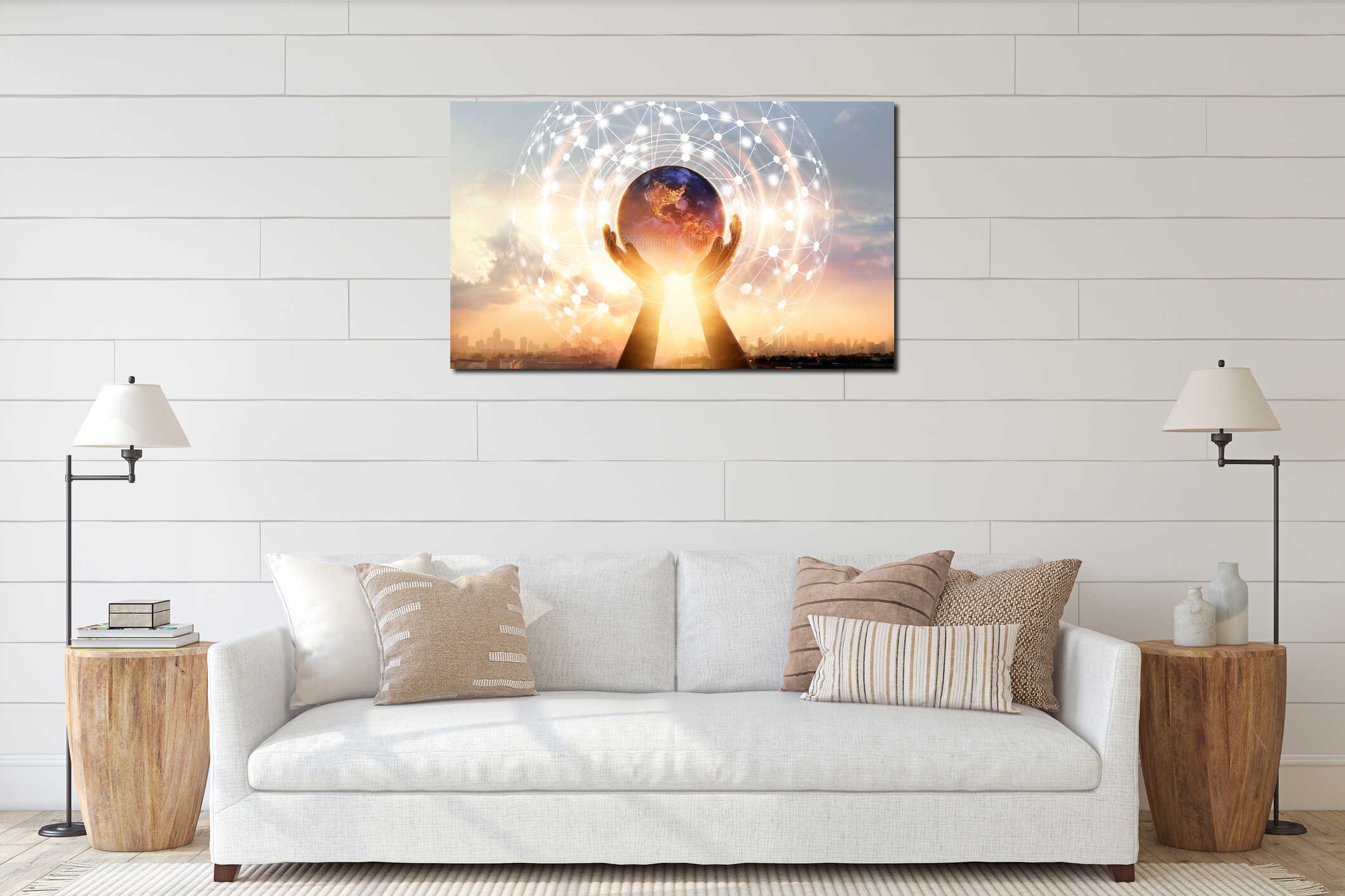 Canvas hanging interior mockup