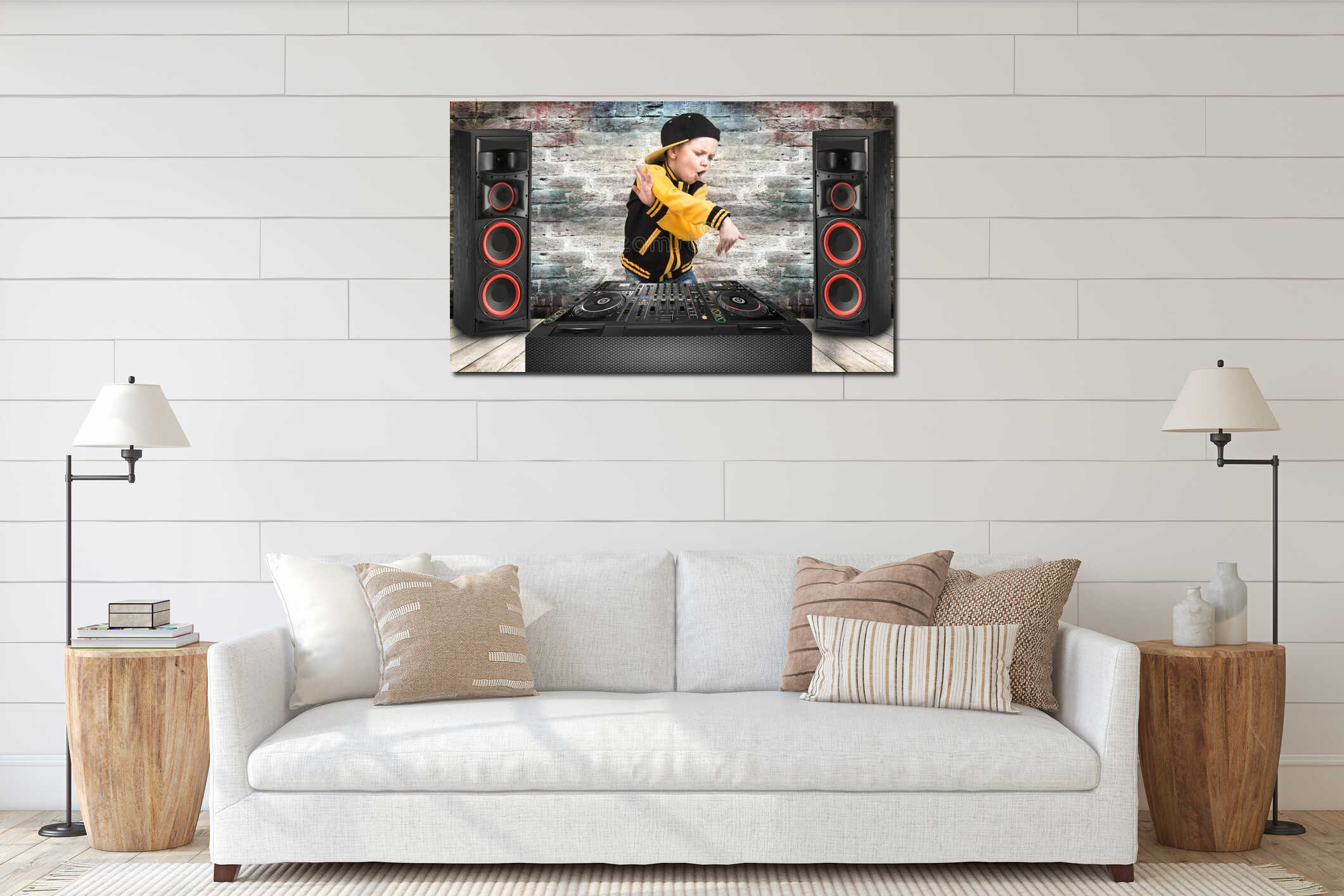 Canvas hanging interior mockup