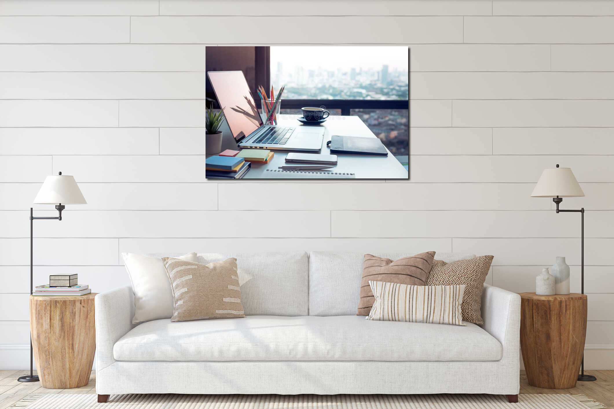 Canvas hanging interior mockup