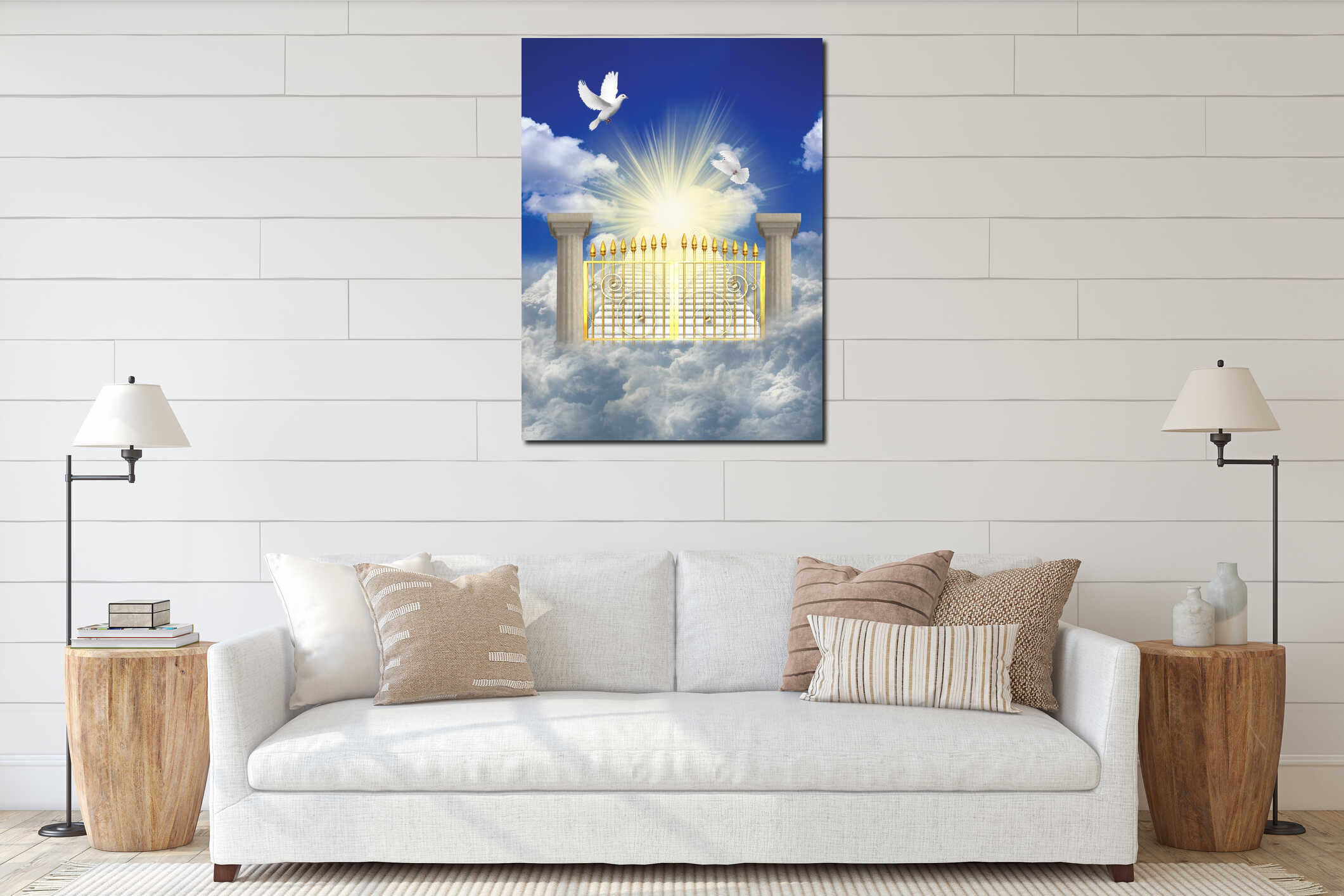 Canvas hanging interior mockup