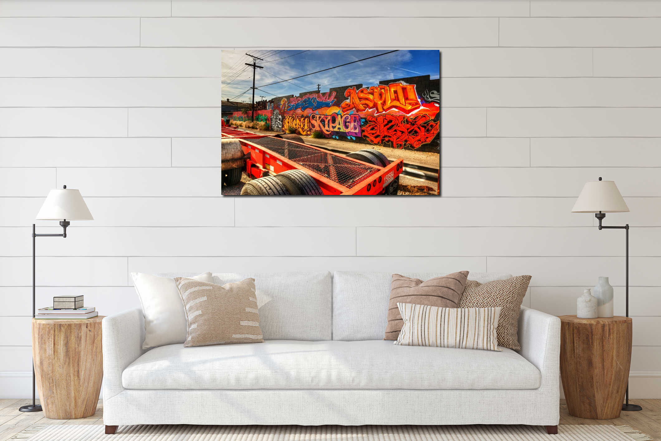 Canvas hanging interior mockup