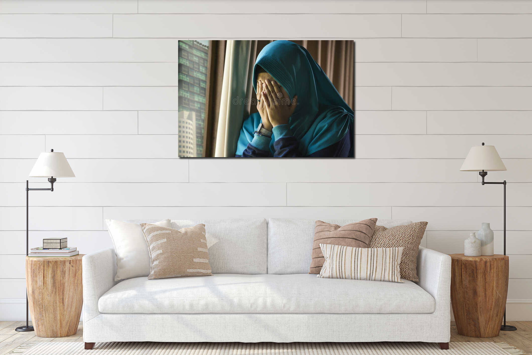 Canvas hanging interior mockup