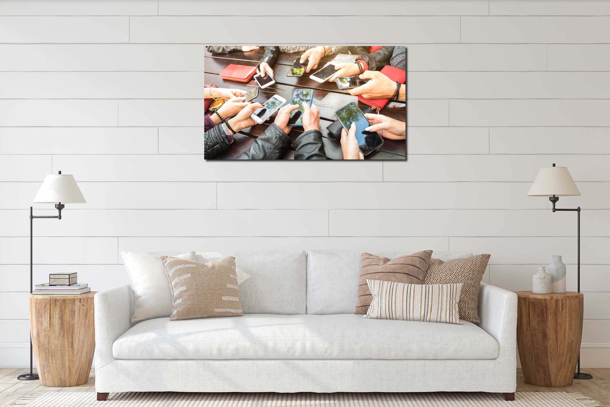 Canvas hanging interior mockup