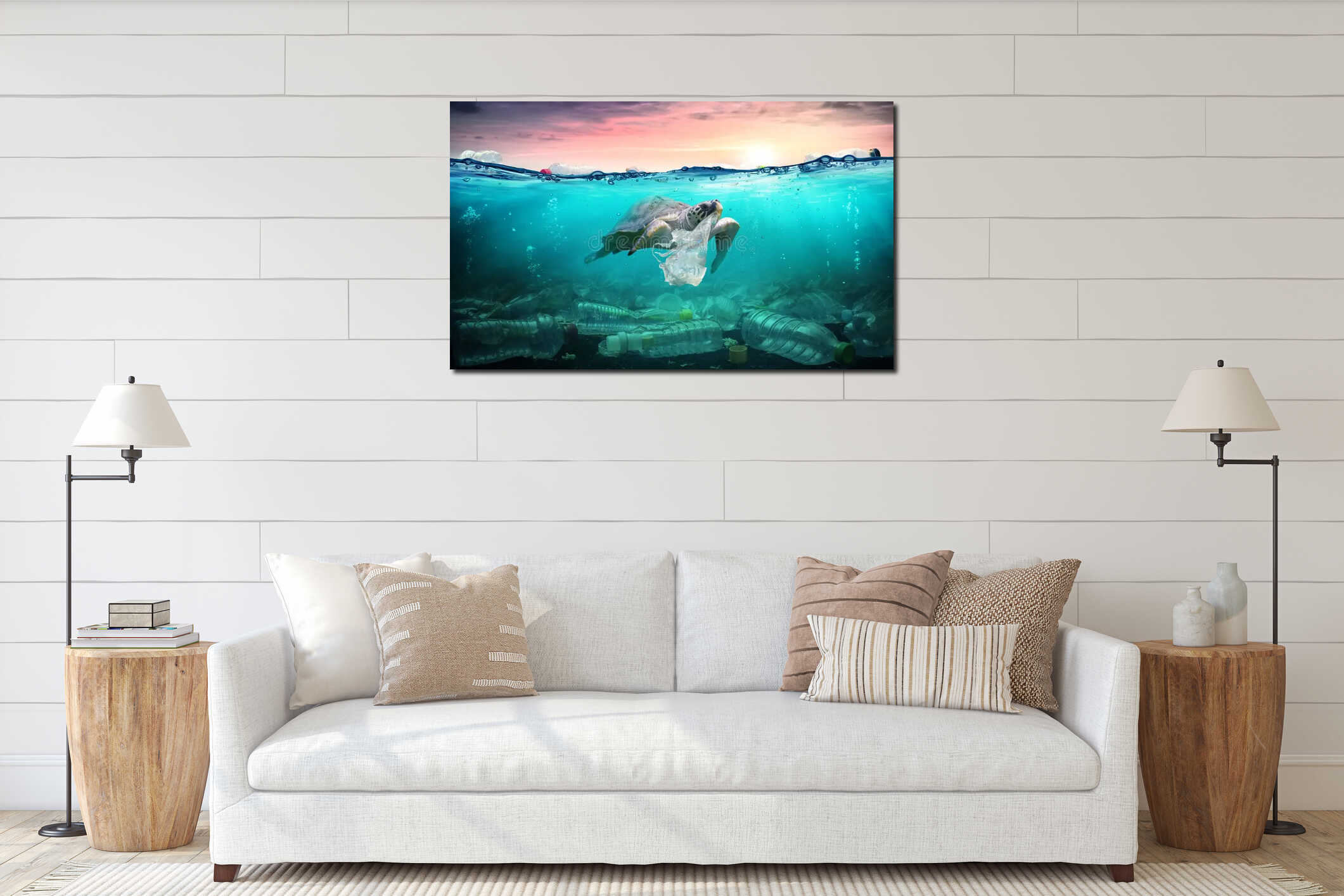 Canvas hanging interior mockup