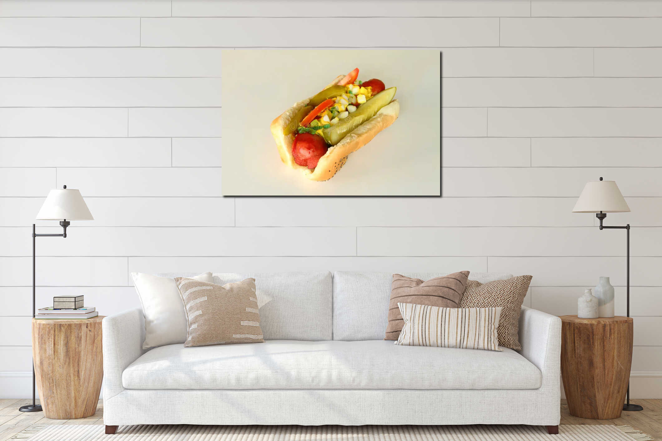 Canvas hanging interior mockup