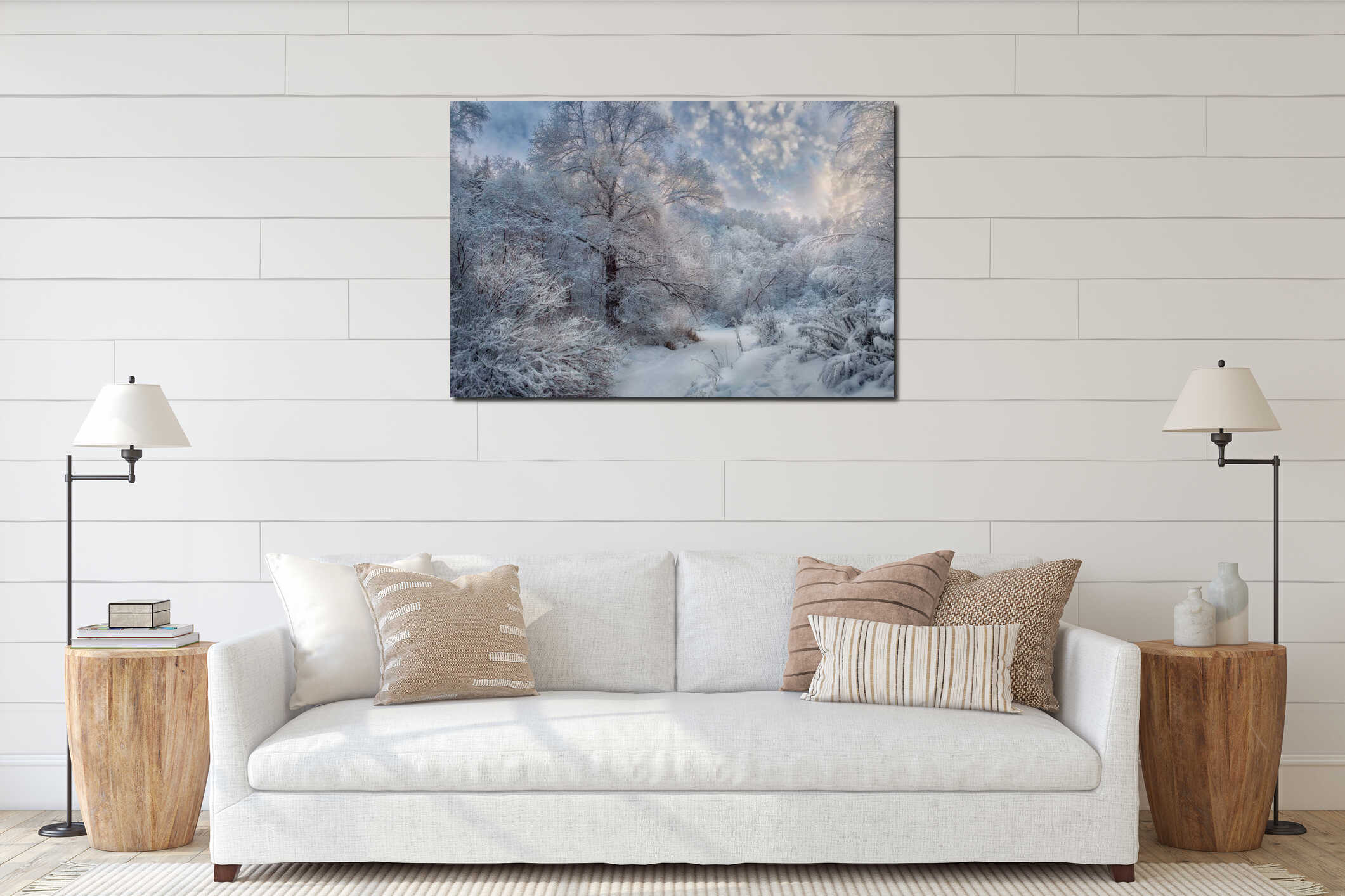 Canvas hanging interior mockup