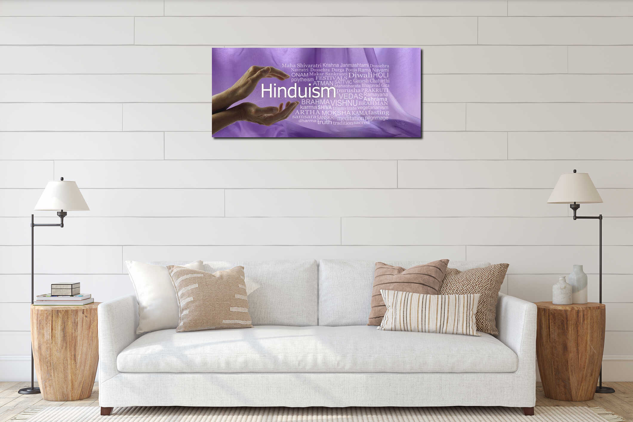 Canvas hanging interior mockup