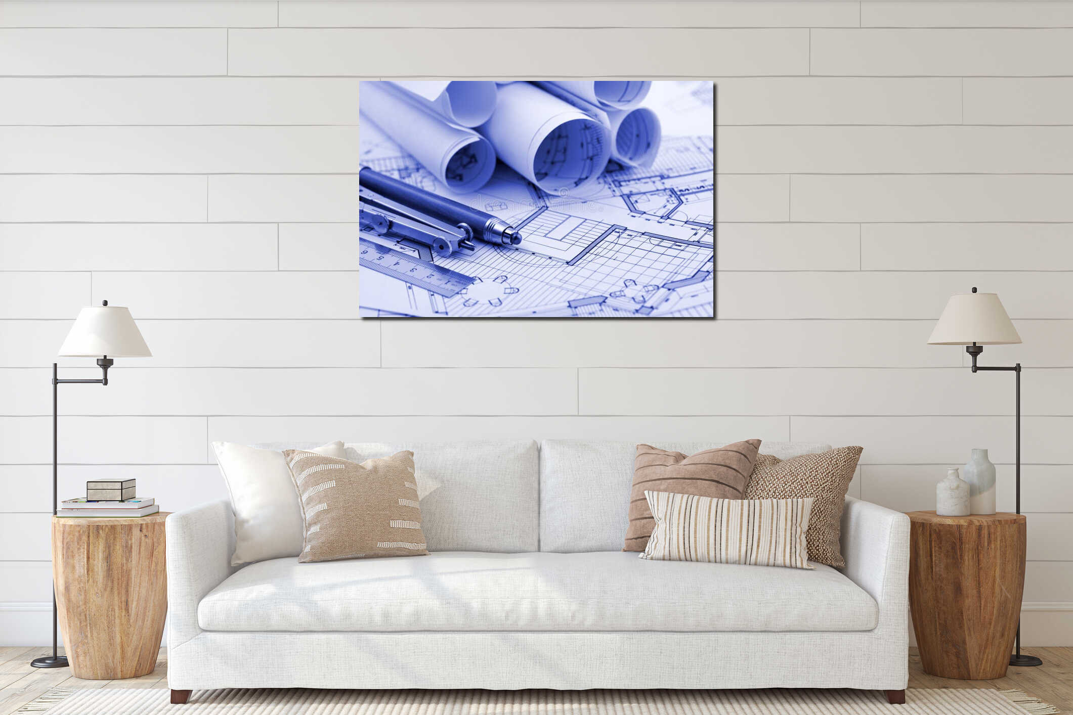 Canvas hanging interior mockup