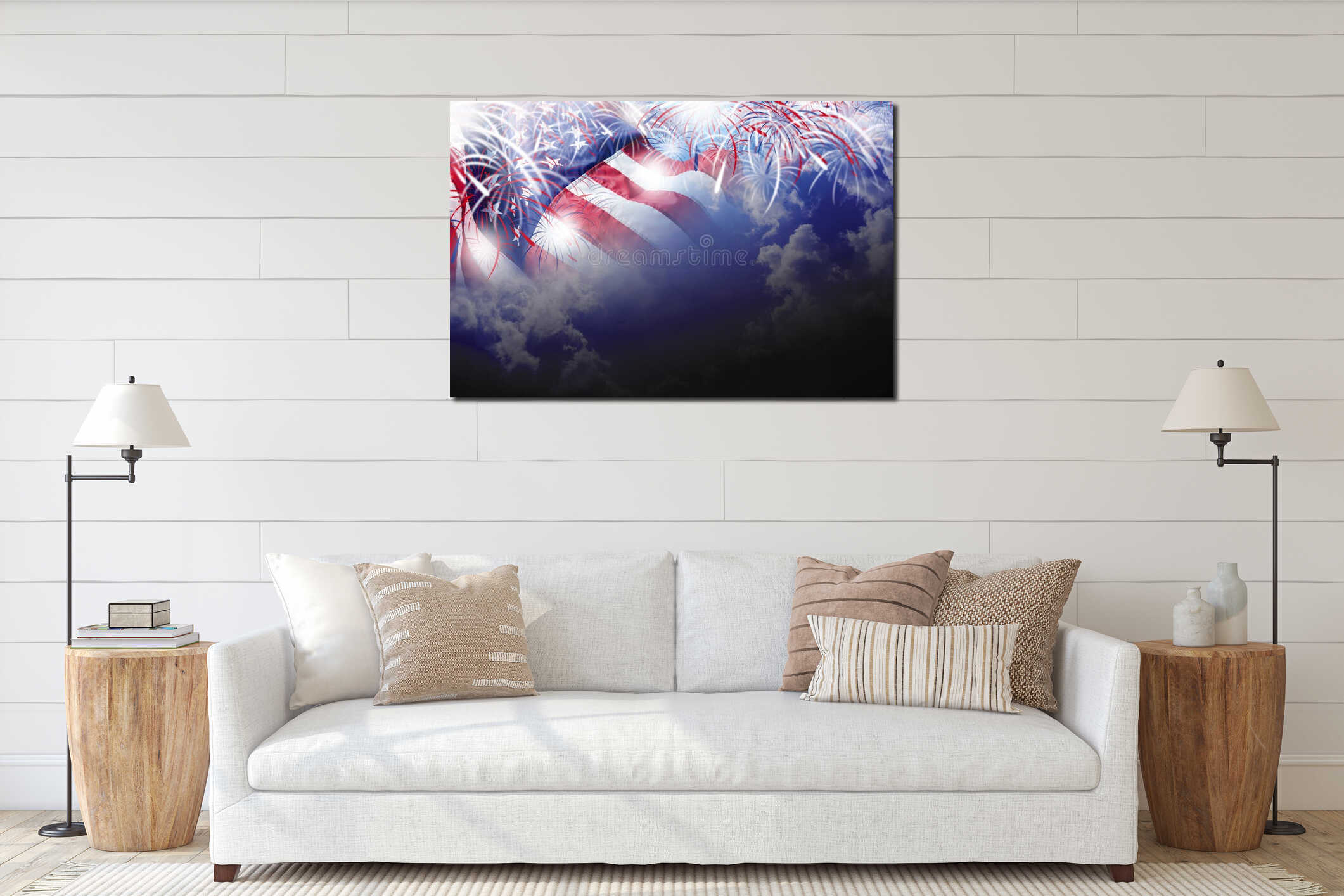 Canvas hanging interior mockup