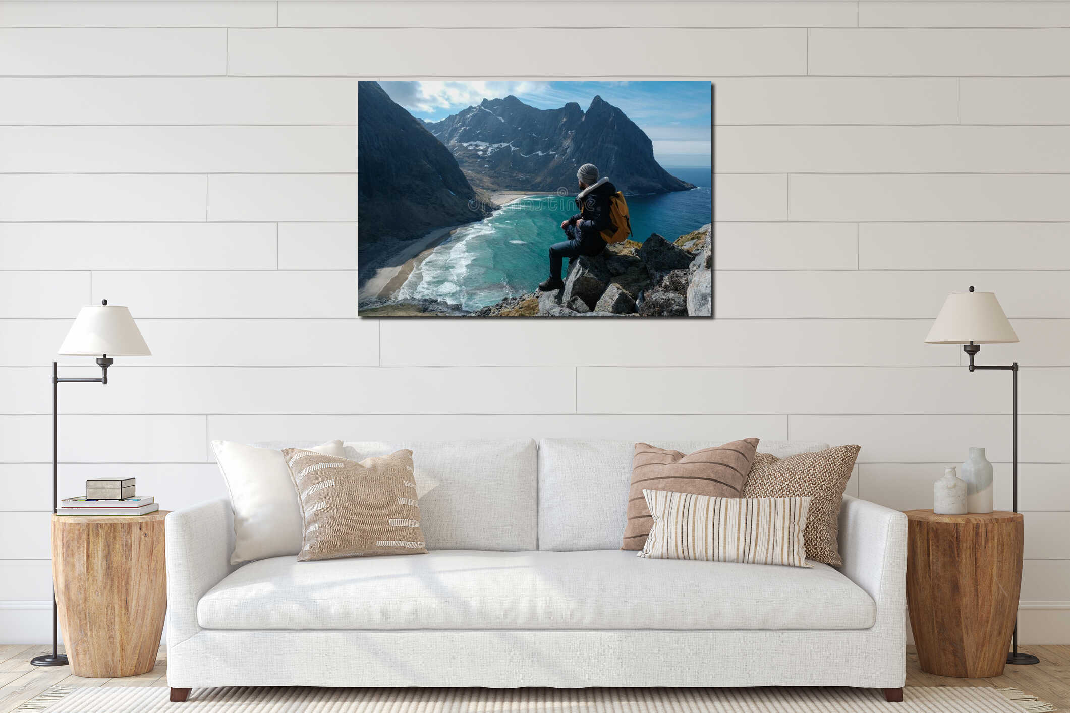 Canvas hanging interior mockup