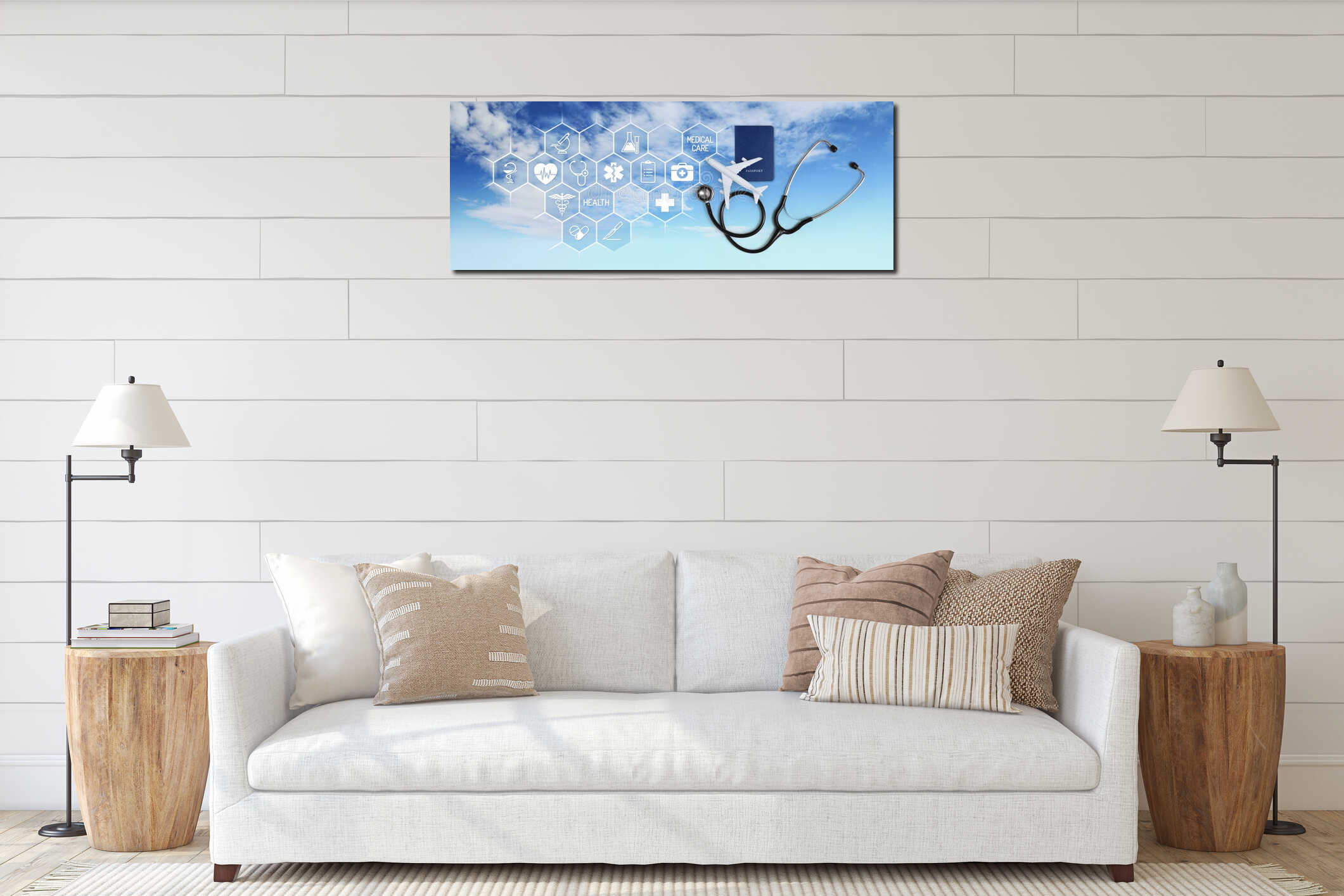 Canvas hanging interior mockup
