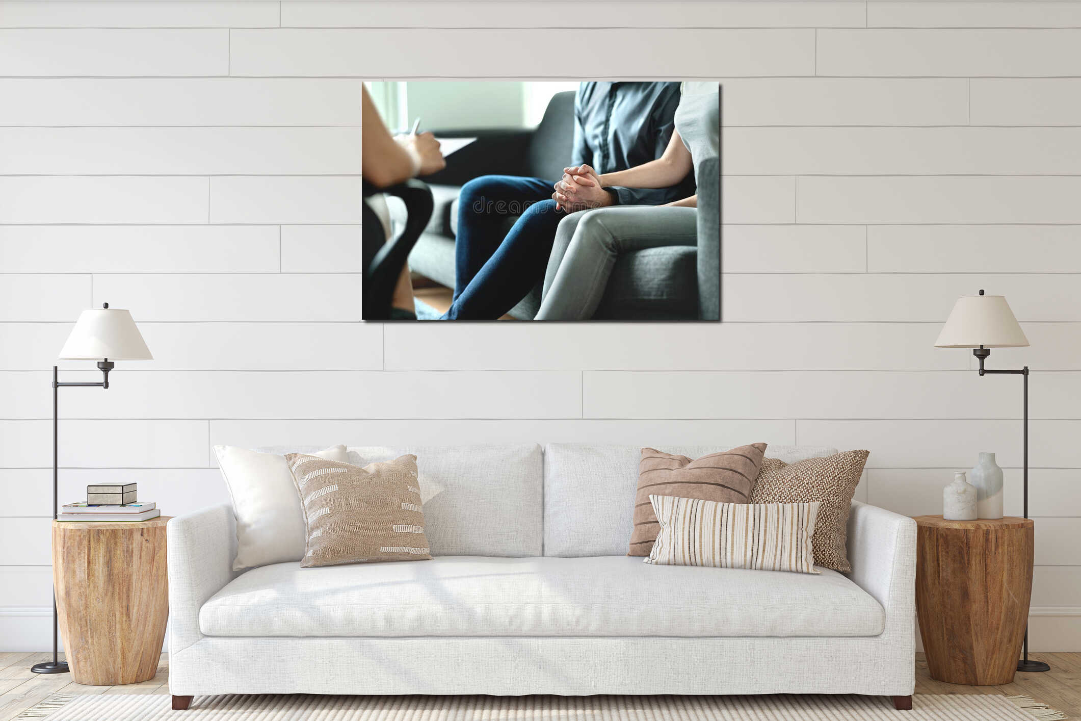 Canvas hanging interior mockup