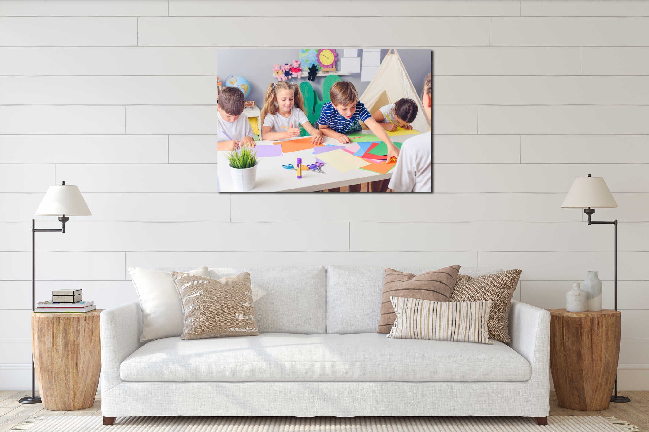 Canvas hanging interior mockup