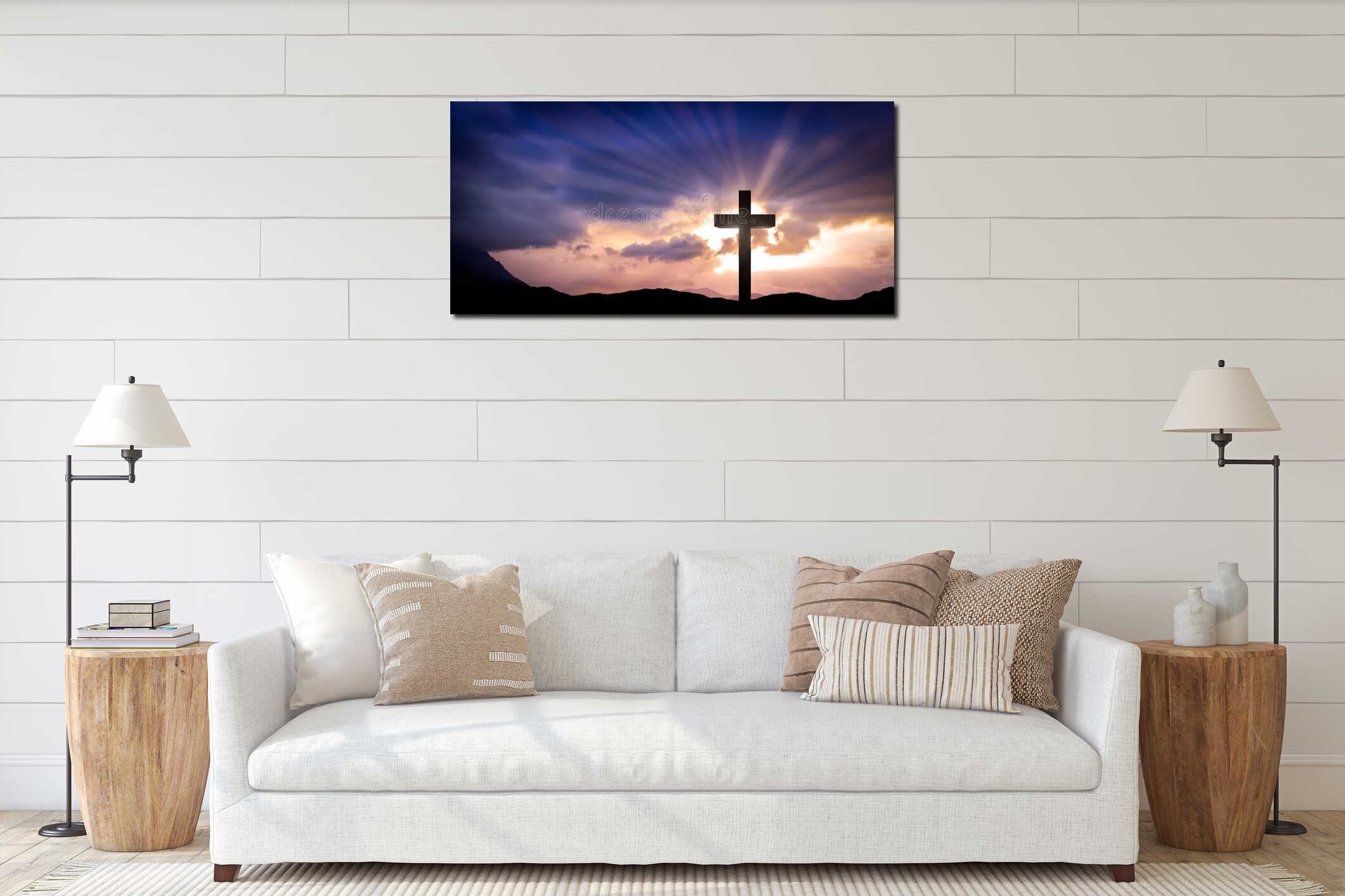 Canvas hanging interior mockup