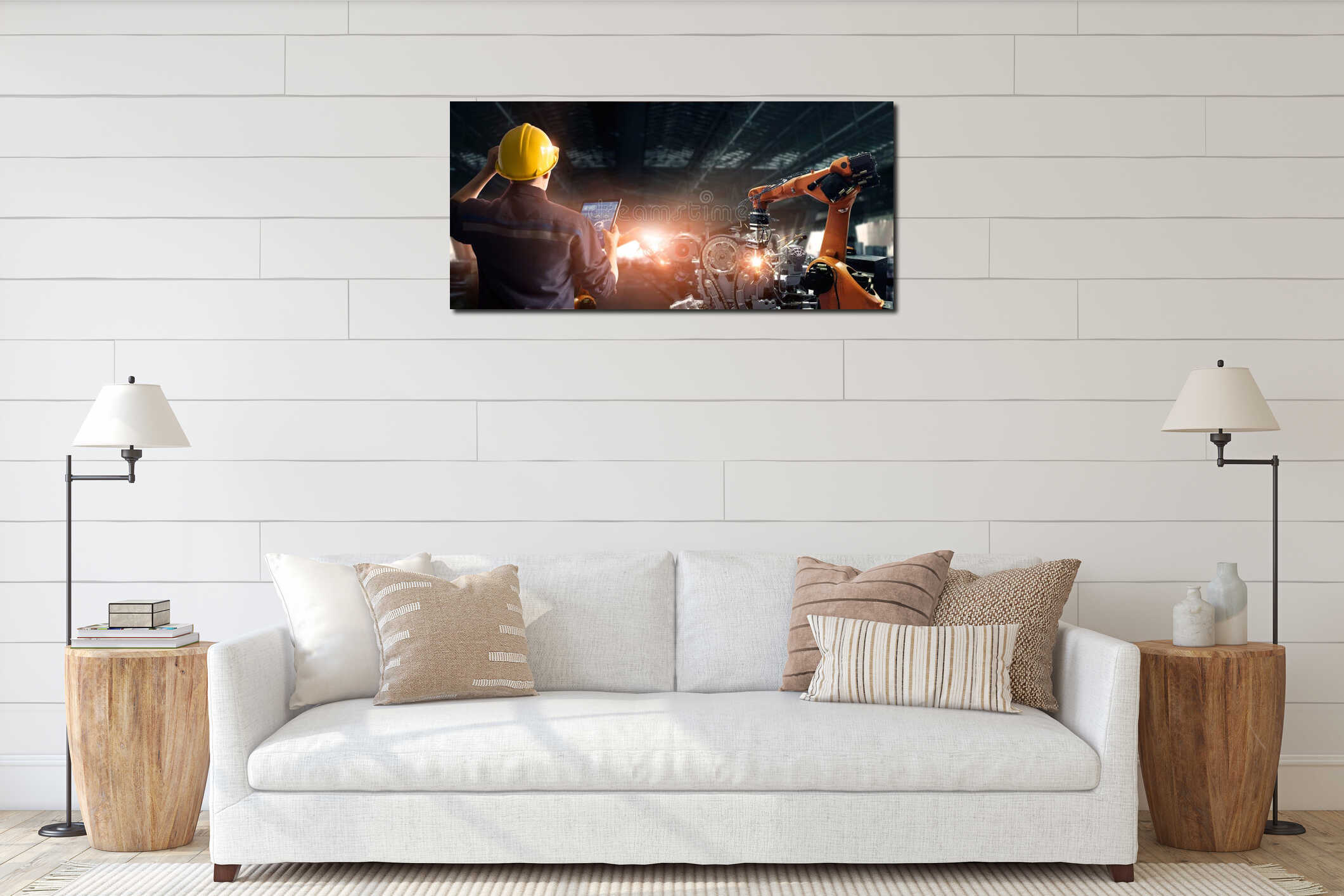 Canvas hanging interior mockup