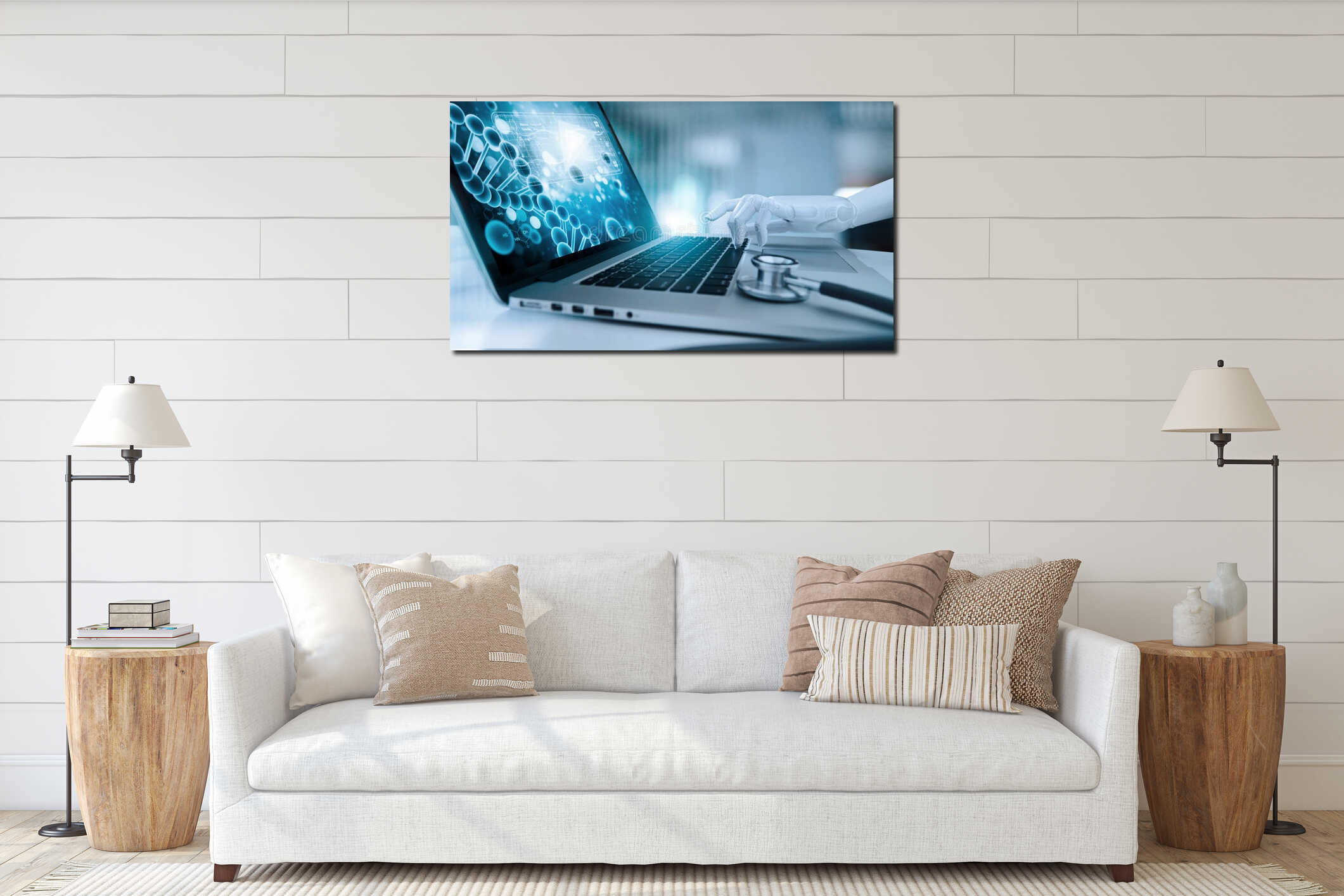 Canvas hanging interior mockup