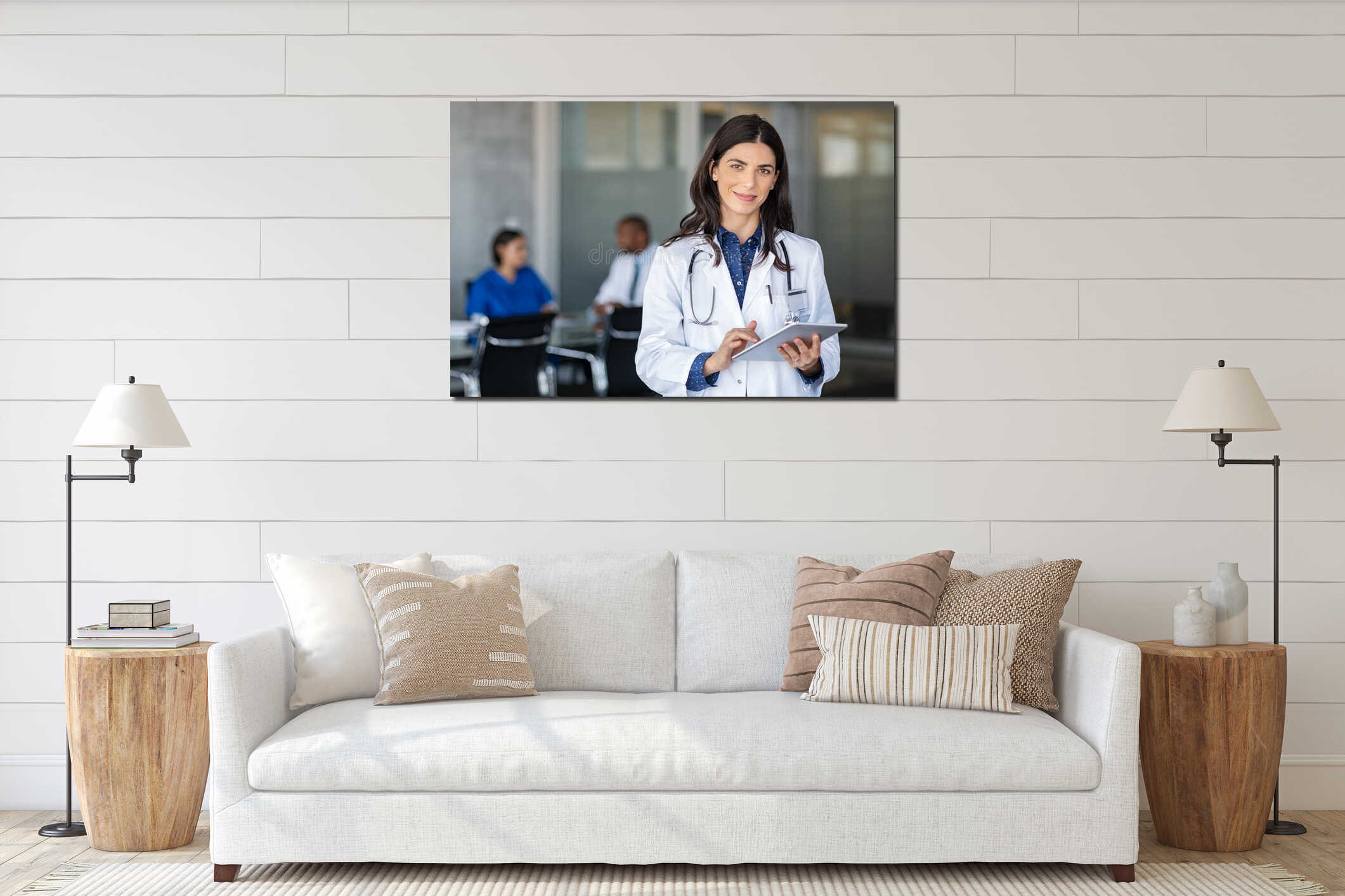 Canvas hanging interior mockup