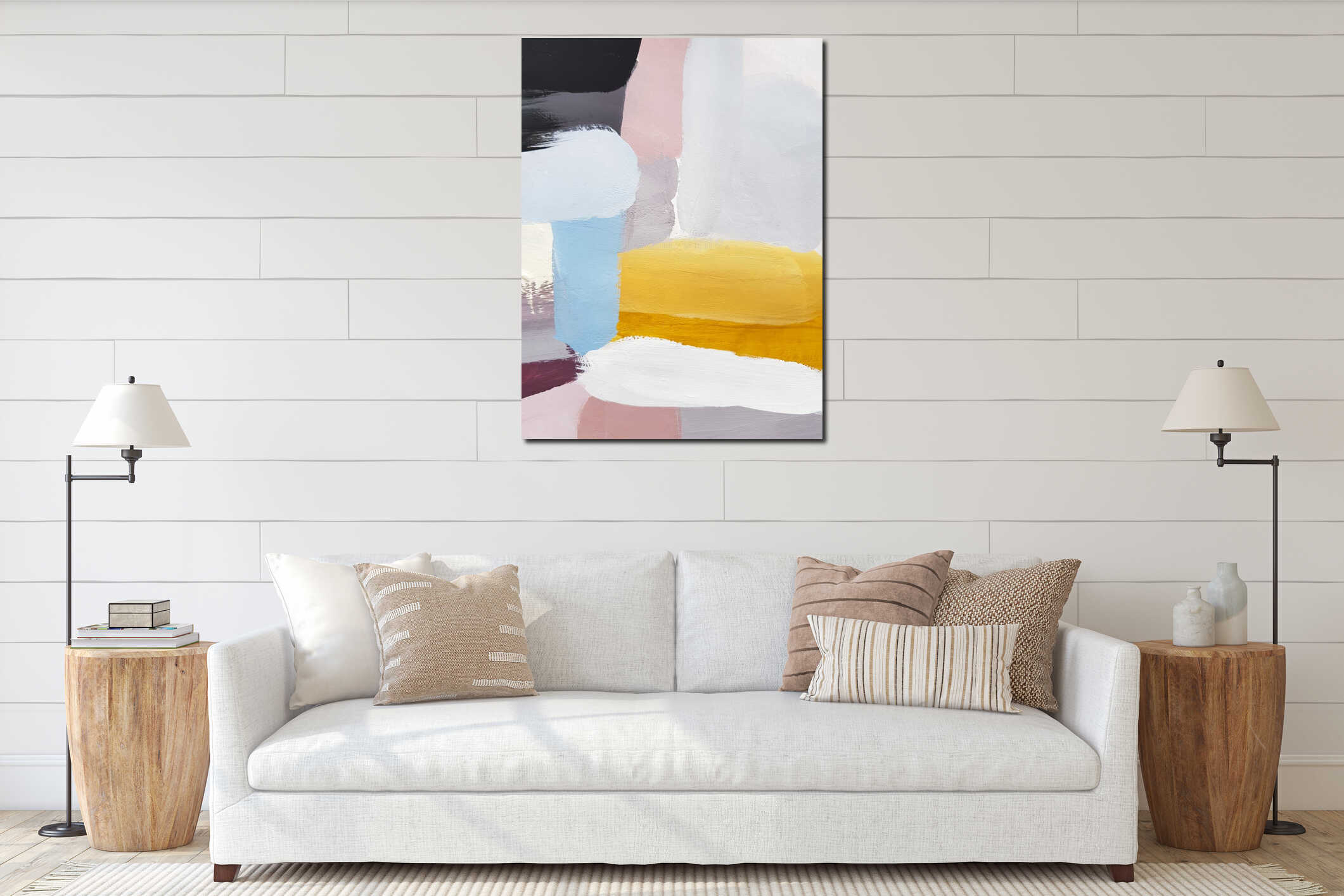 Canvas hanging interior mockup