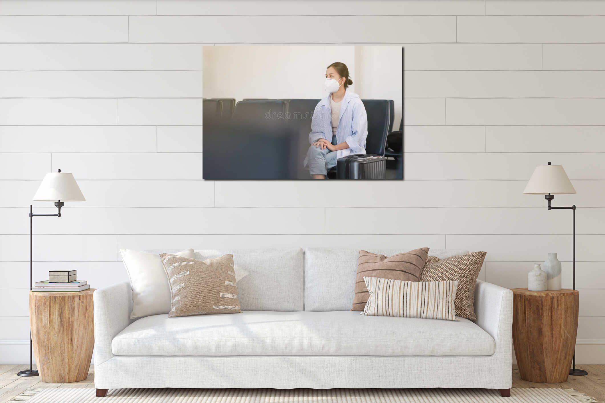 Canvas hanging interior mockup