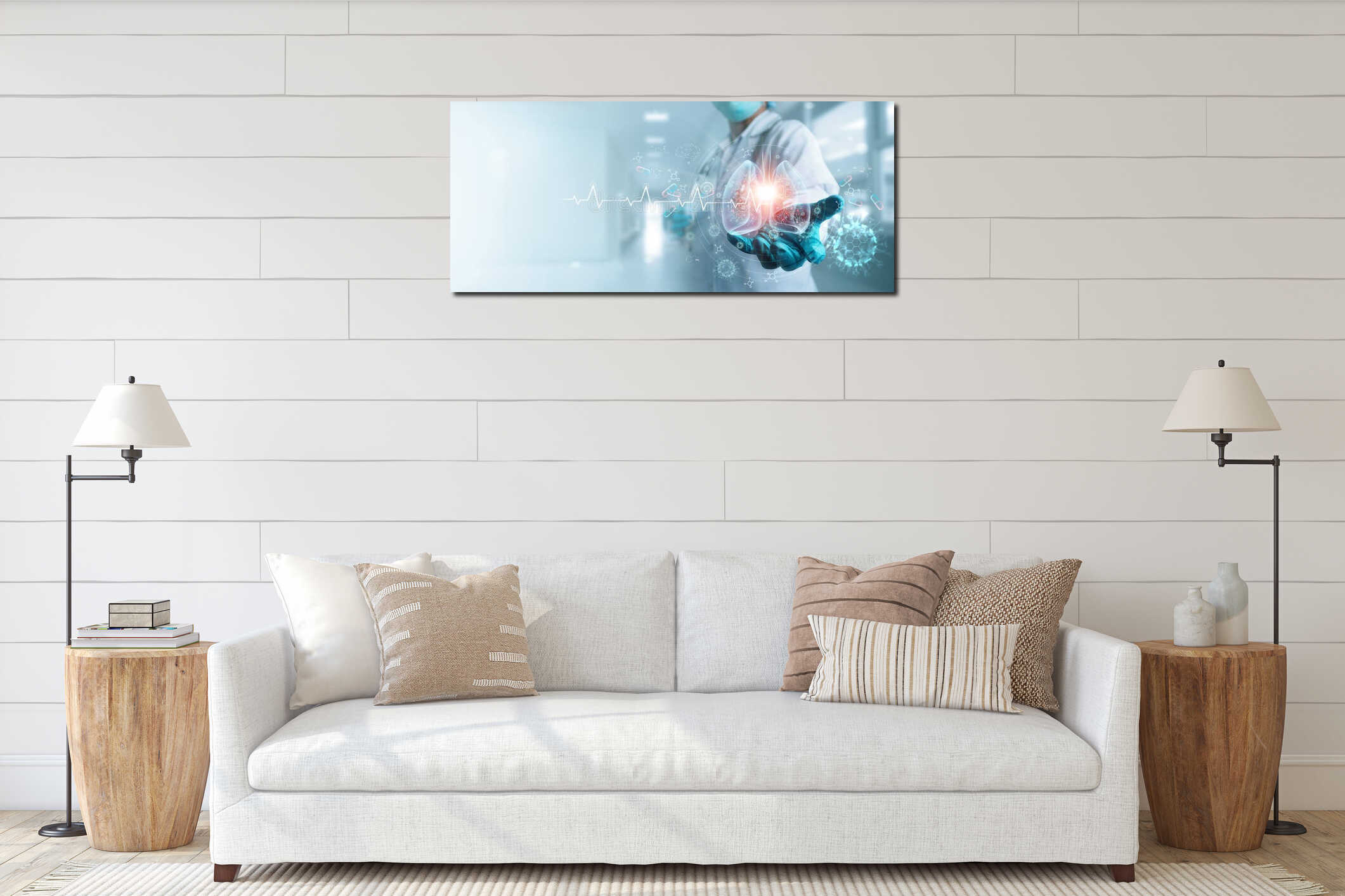 Canvas hanging interior mockup